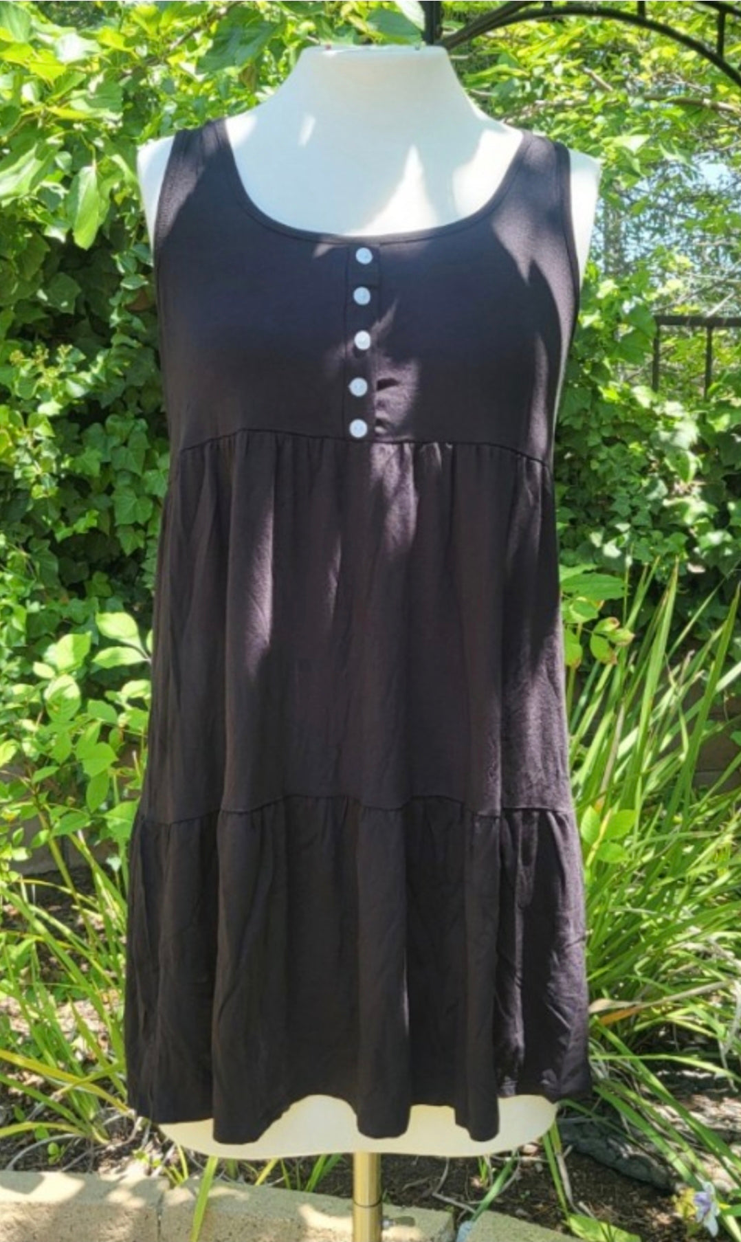 Womens black Tiered button down dress