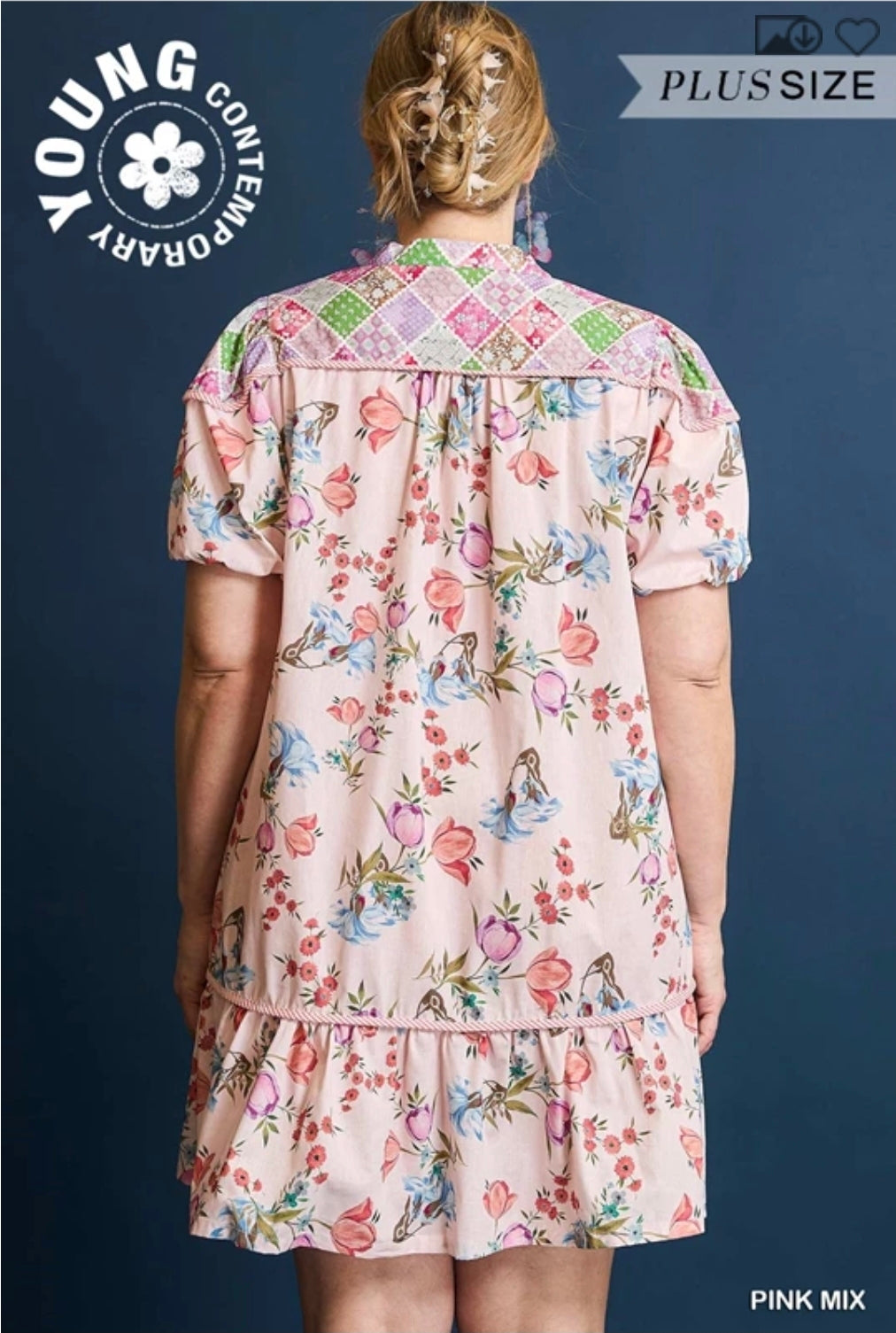 Floral patchwork babydoll dress
