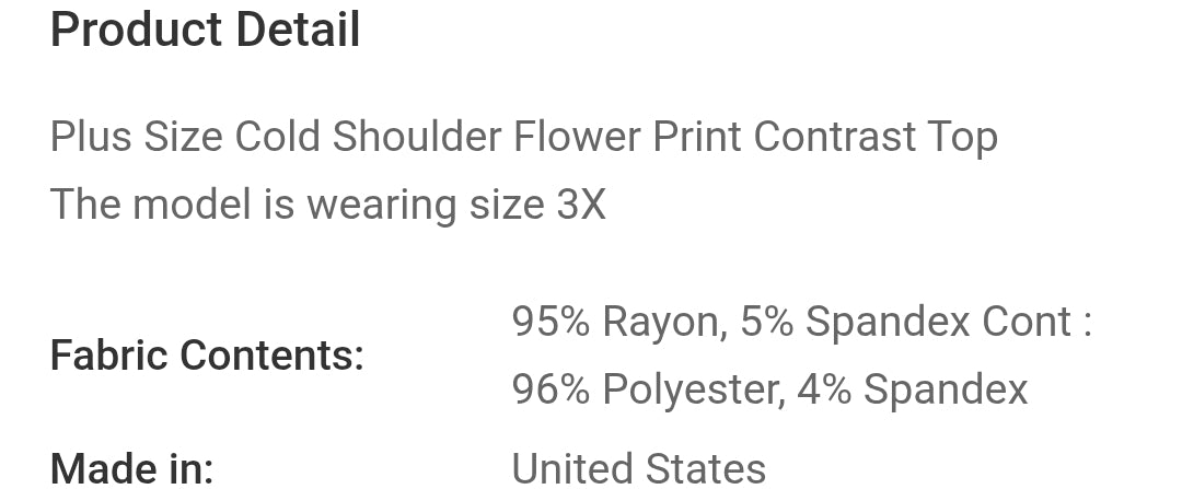 Plus size cold shoulder flower print top