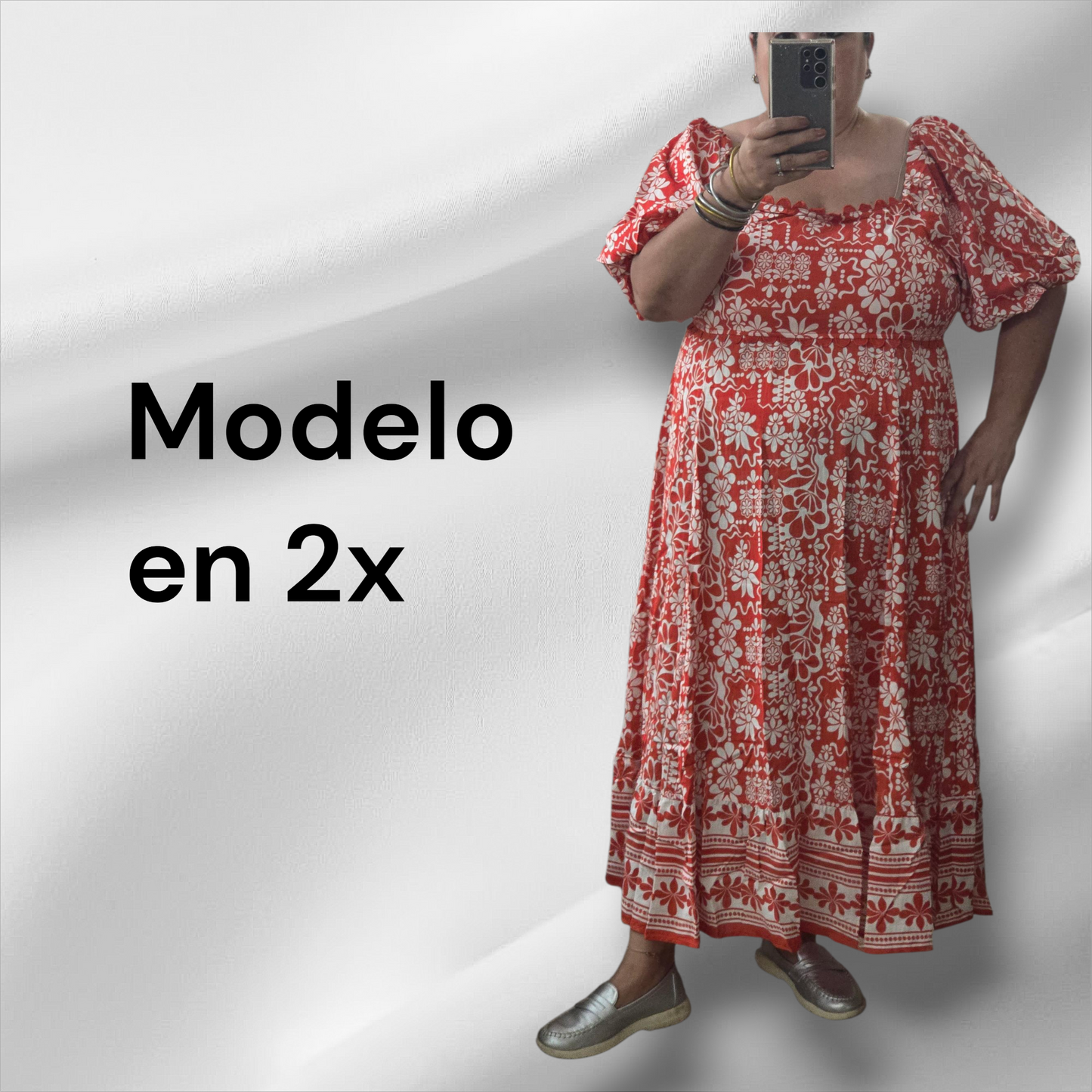 Abstract border print midi dress