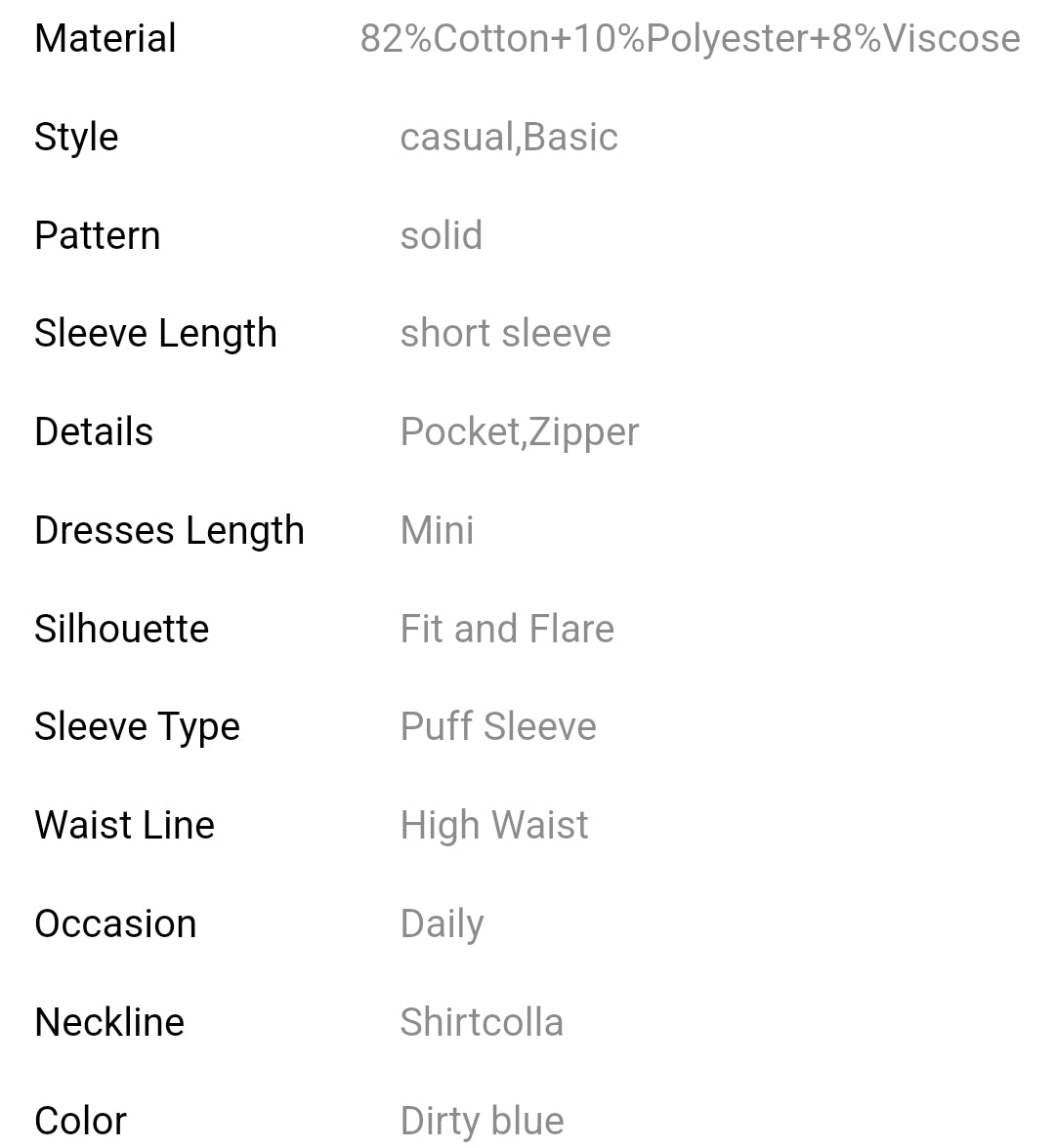 Zipped up short puff sleeve denim dress