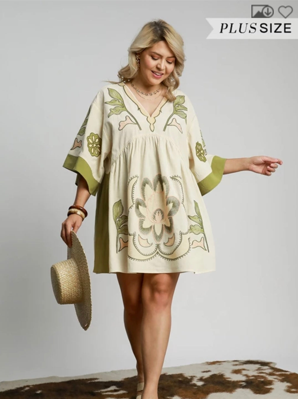 V neck embroidered dress