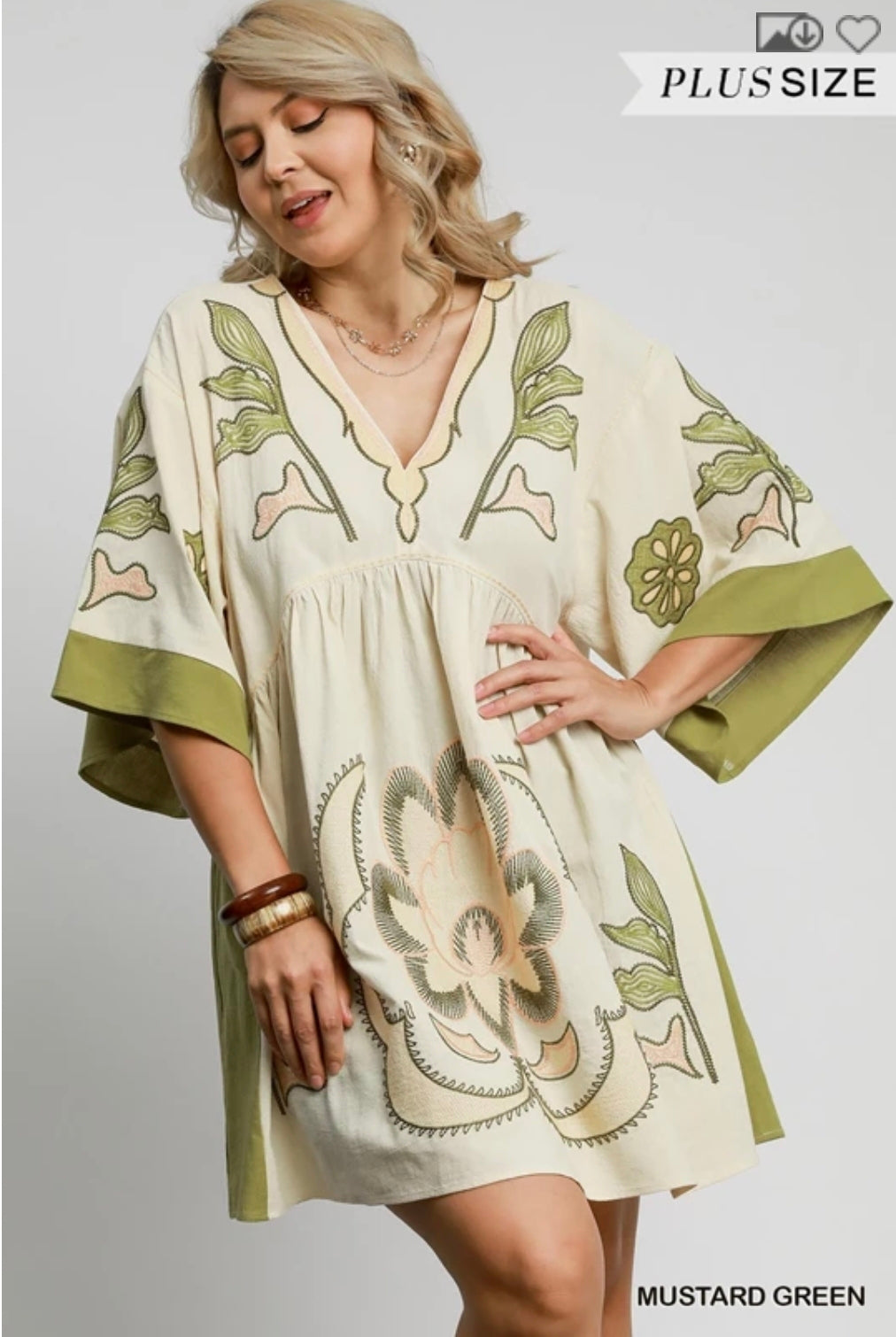 V neck embroidered dress