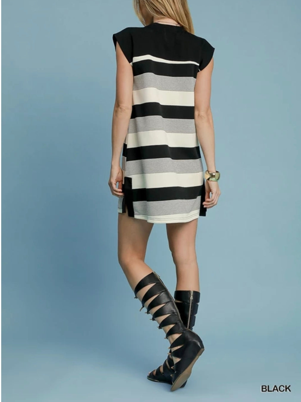Stripe mixed mini dress