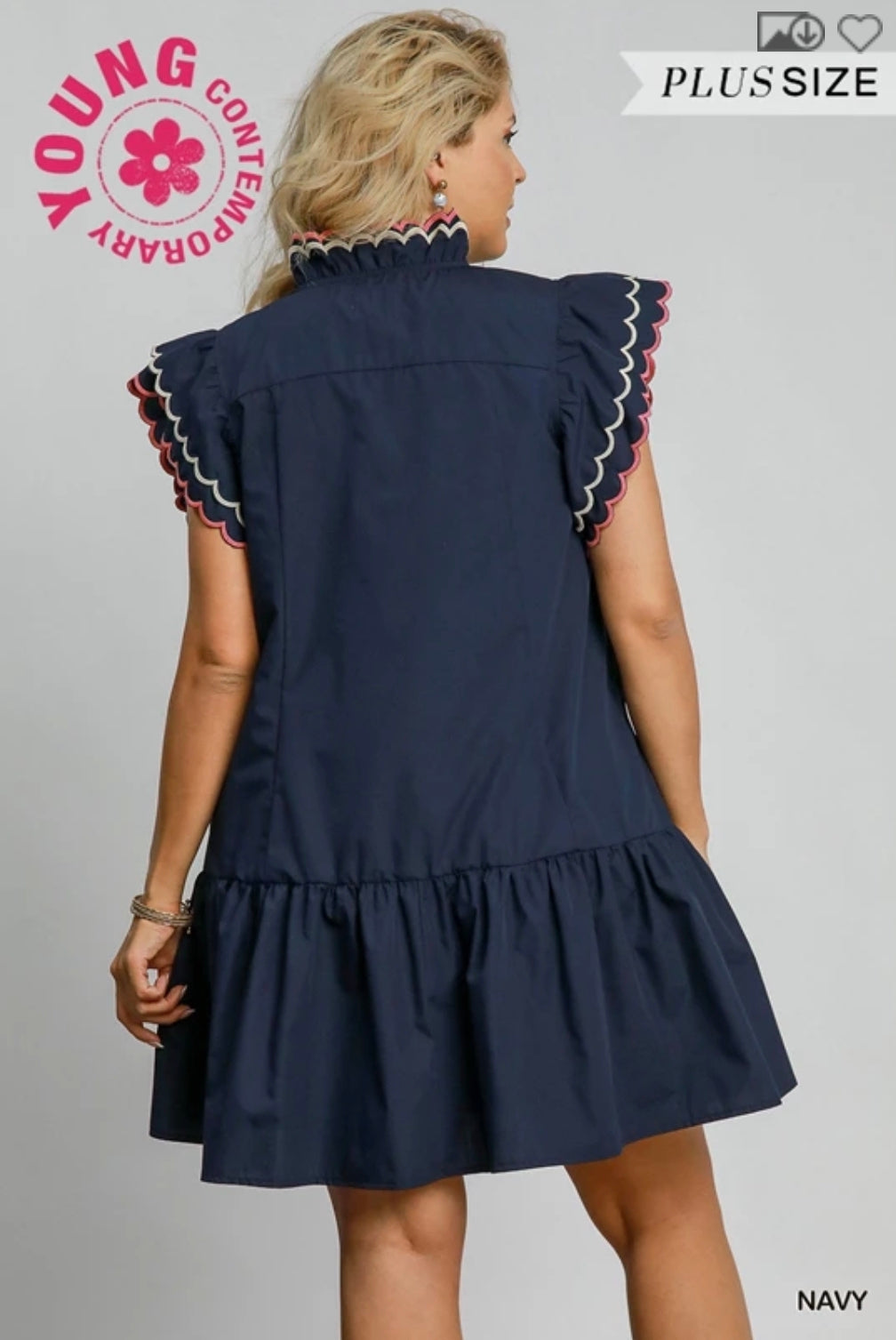 Ruffled scalloped sleeved dress