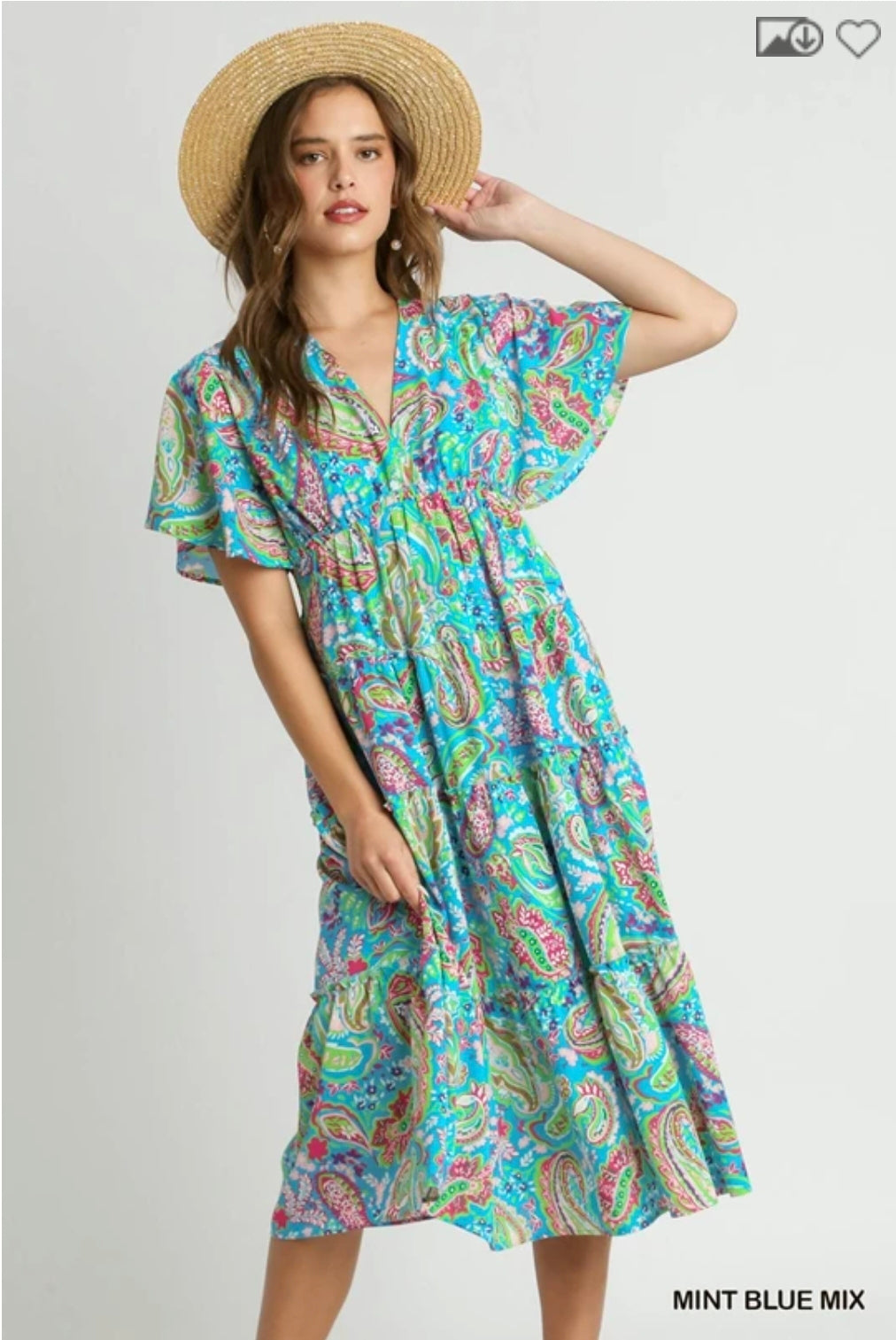 Paisley Tiered midi dress