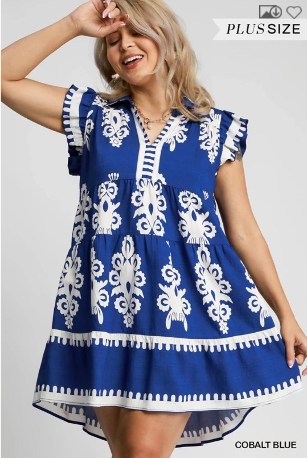 Abstract print collared mini dress