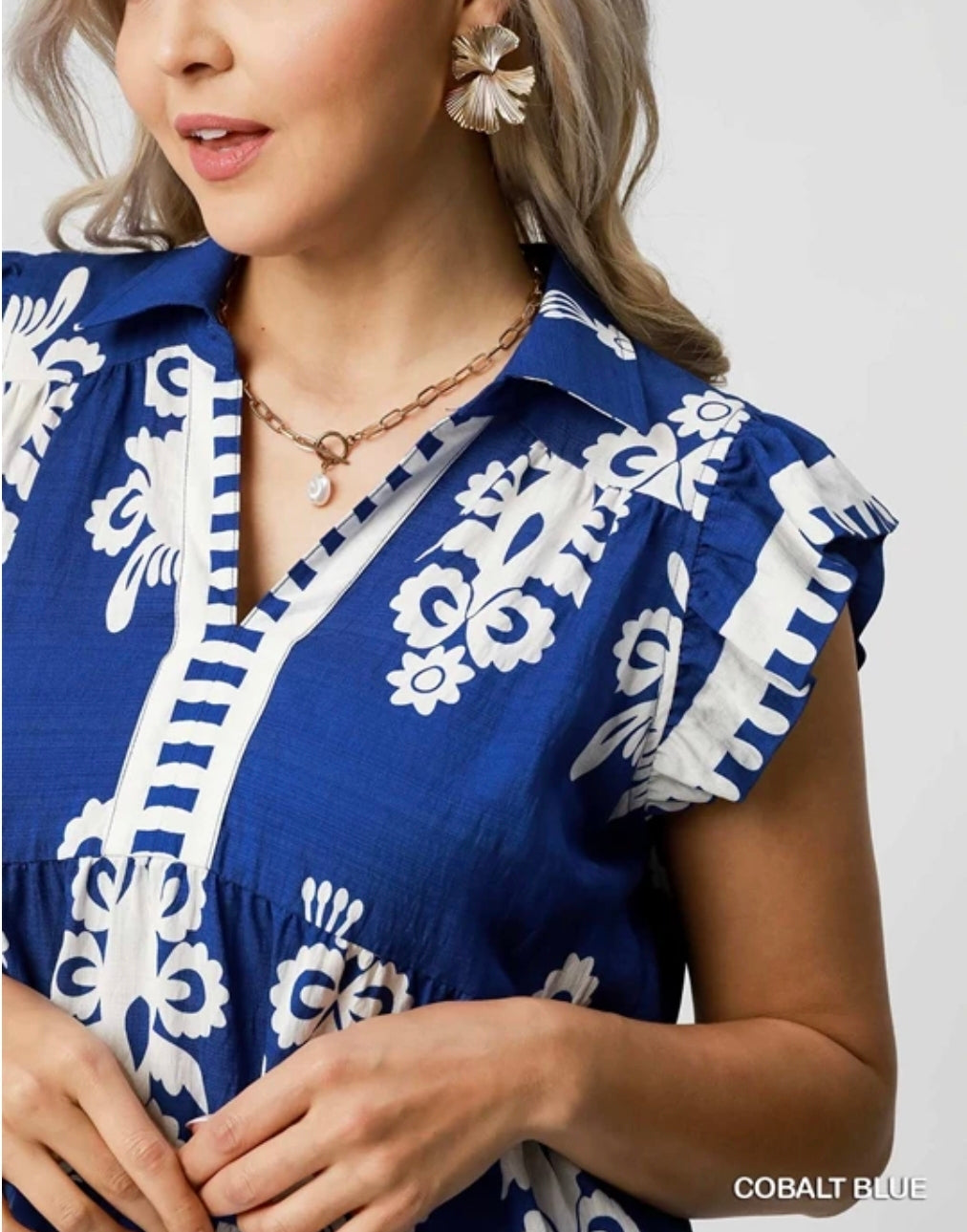 Abstract print collared mini dress