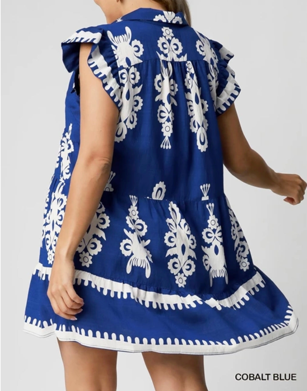 Abstract print collared mini dress