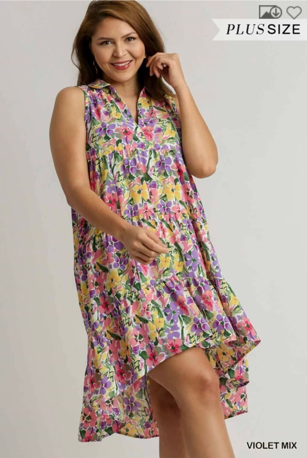 Floral print dress hi low