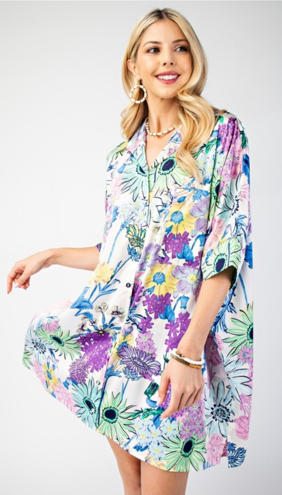 Oversized button down shirt dress