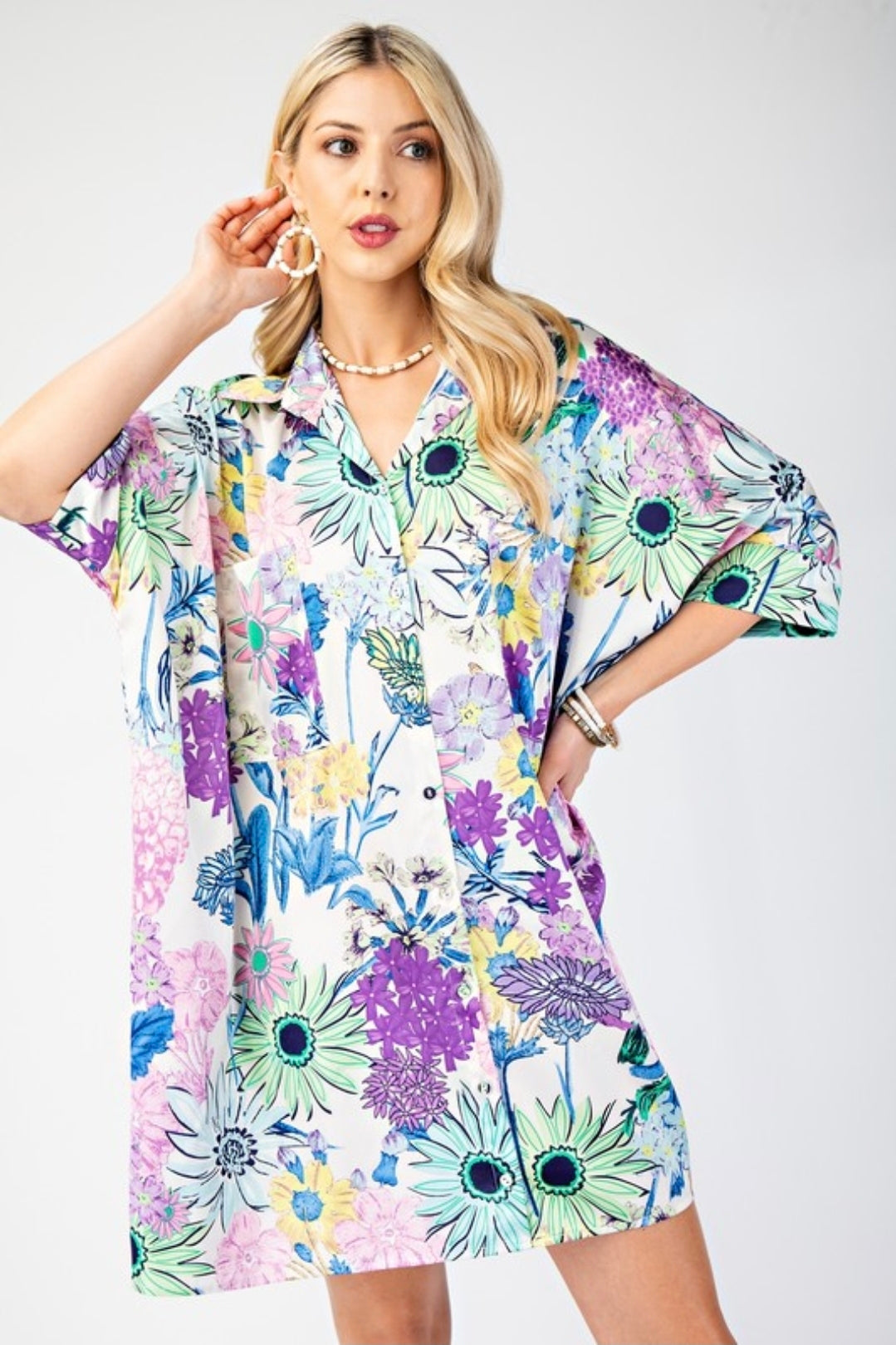 Oversized button down shirt dress