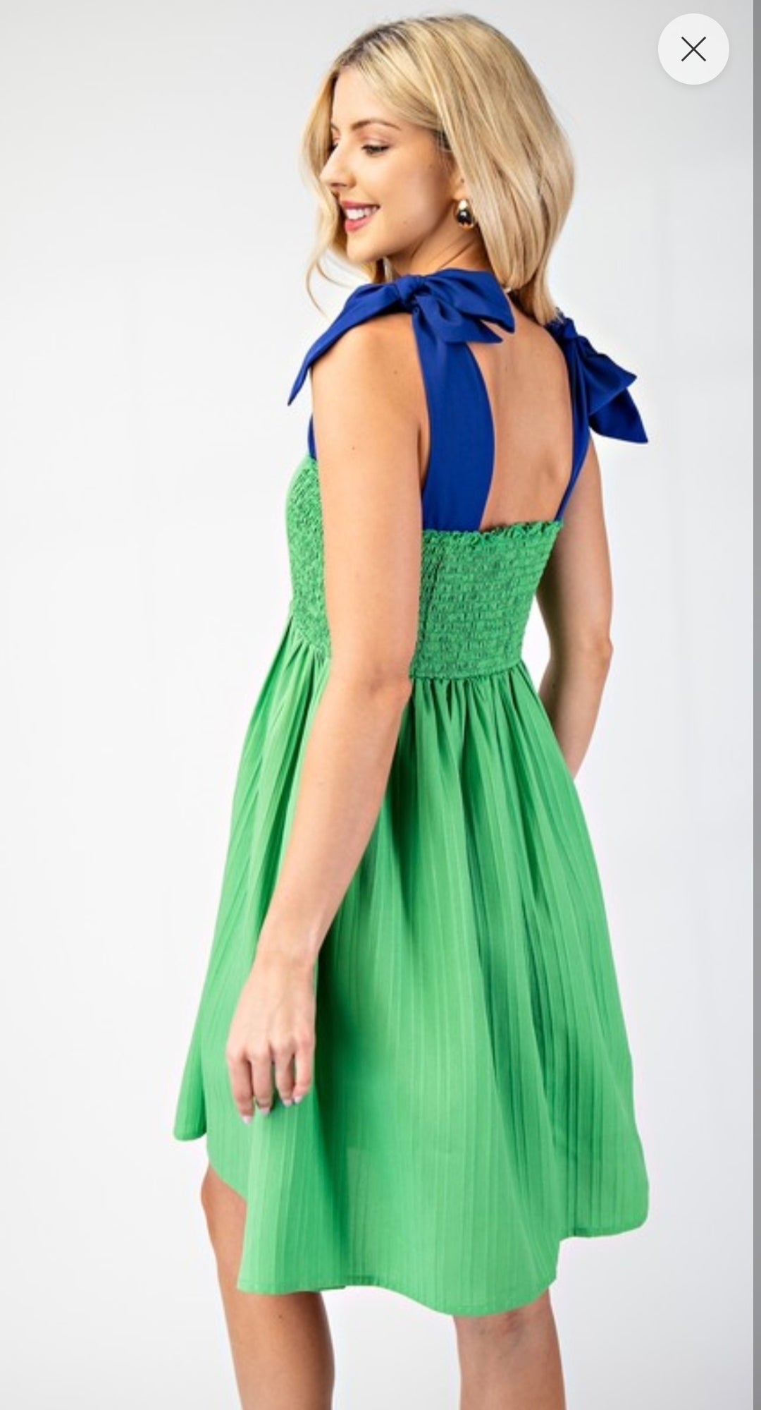 Baby doll dress with ribbon shoulder ties