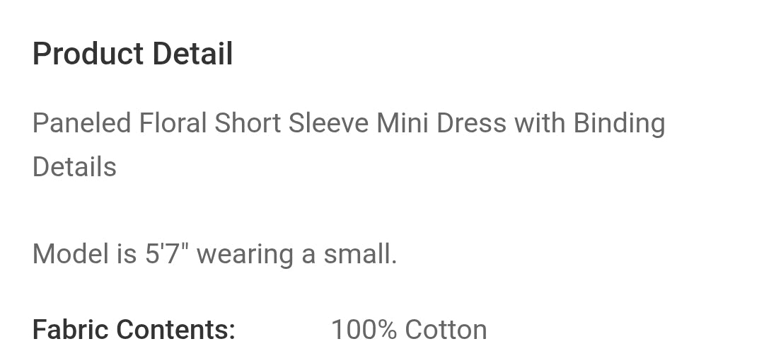 Paneled floral short sleeve mini dress