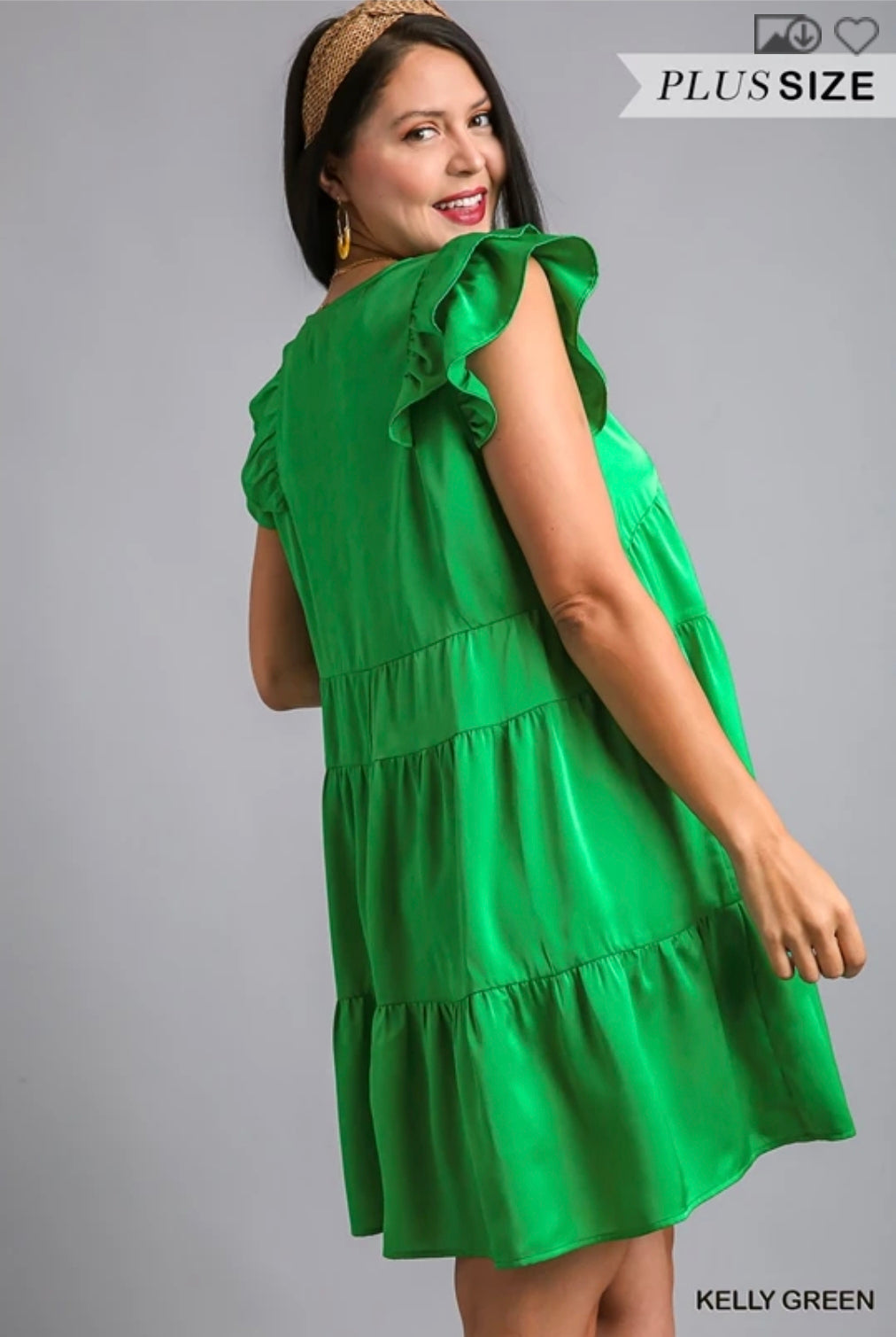 Satin baby doll Tiered Dress with ruffle sleeves
