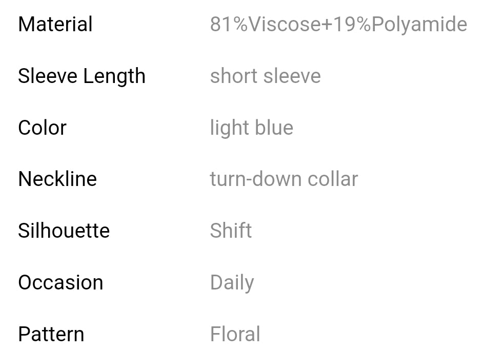 Light blue floral print v neck short sleeve blouse
