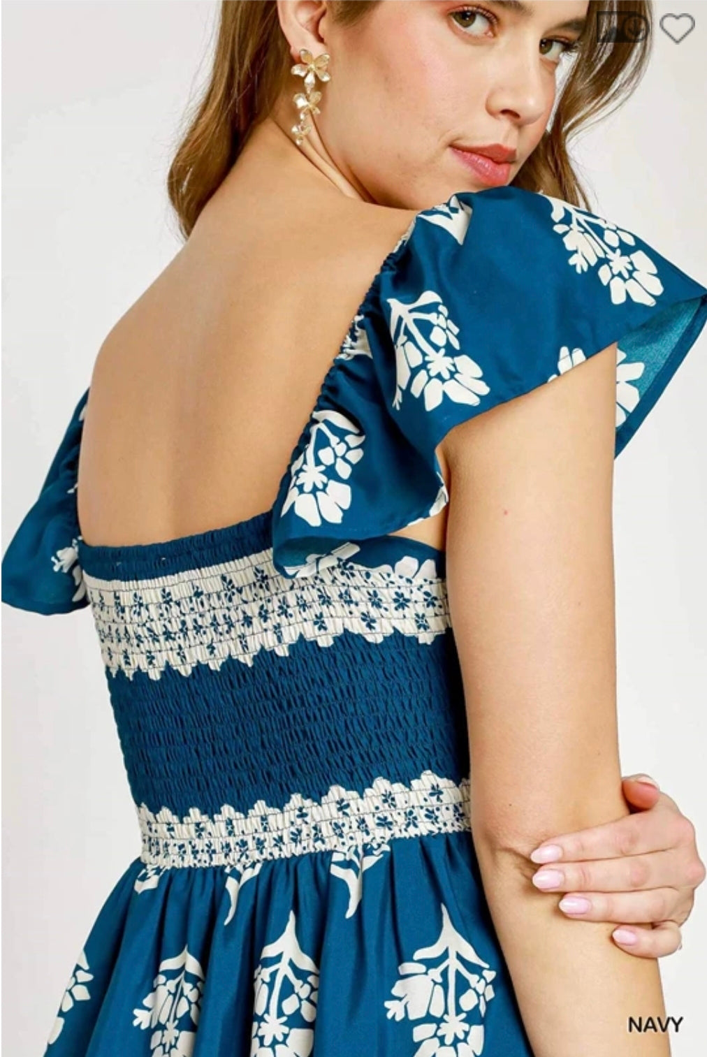 Romantic smocked midi dress