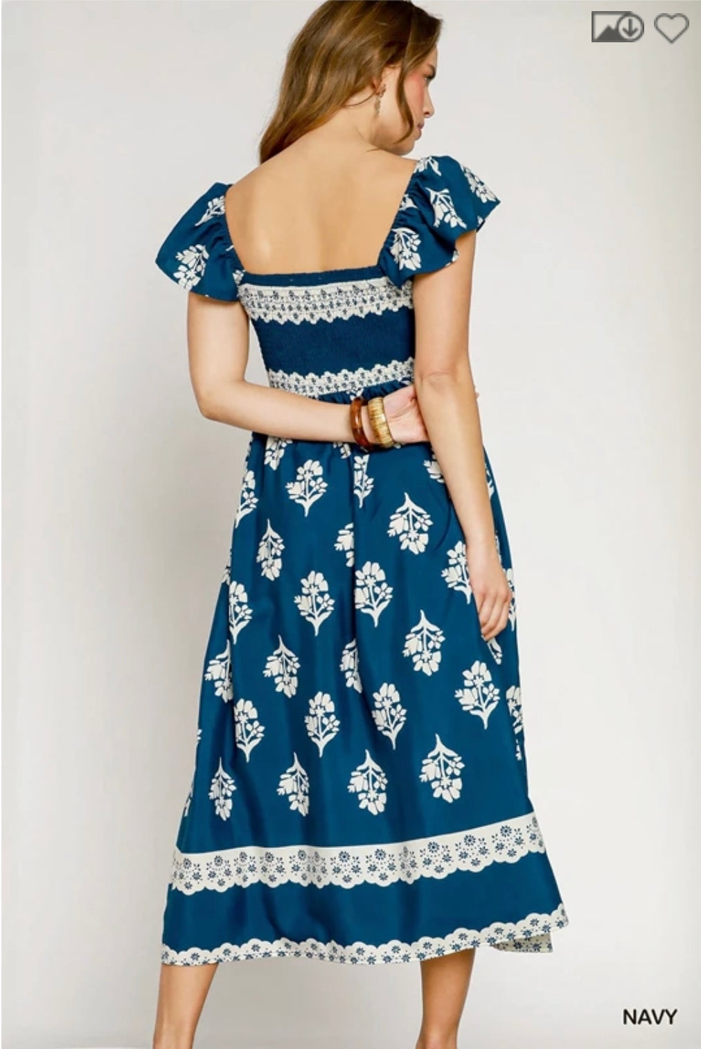 Romantic smocked midi dress