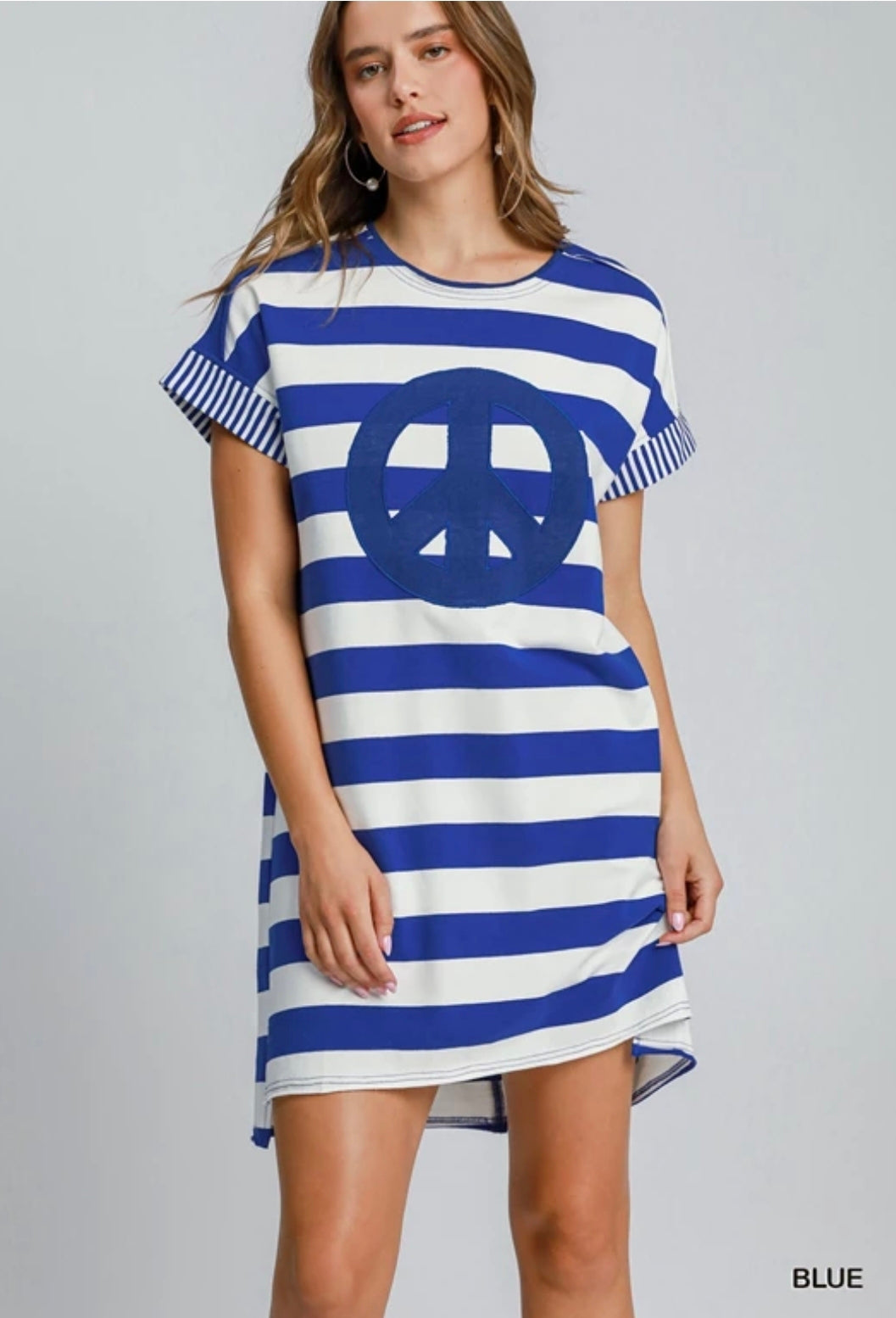 Striped peace mini dress