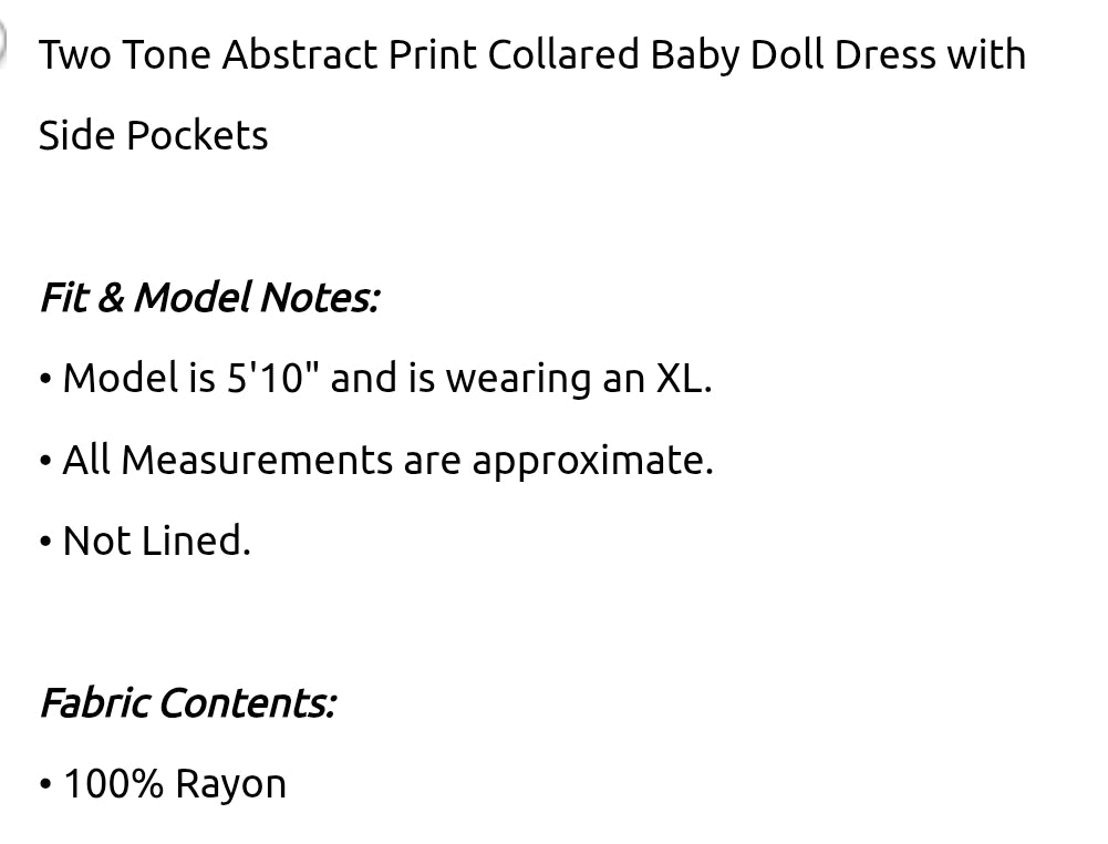 Two tone abstract print collared dress with pockets
