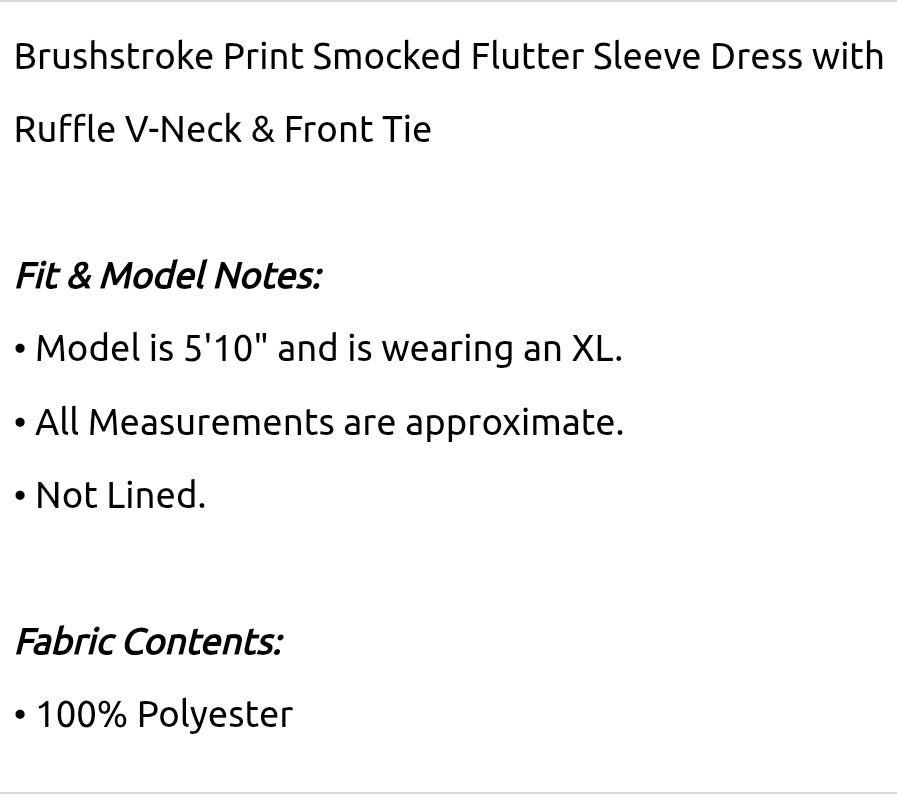 Print smocked flutter sleeve dress