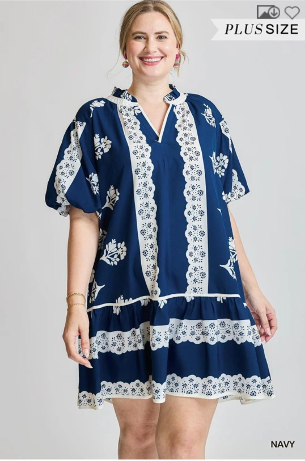 Western inspired puff sleeve babydoll dress