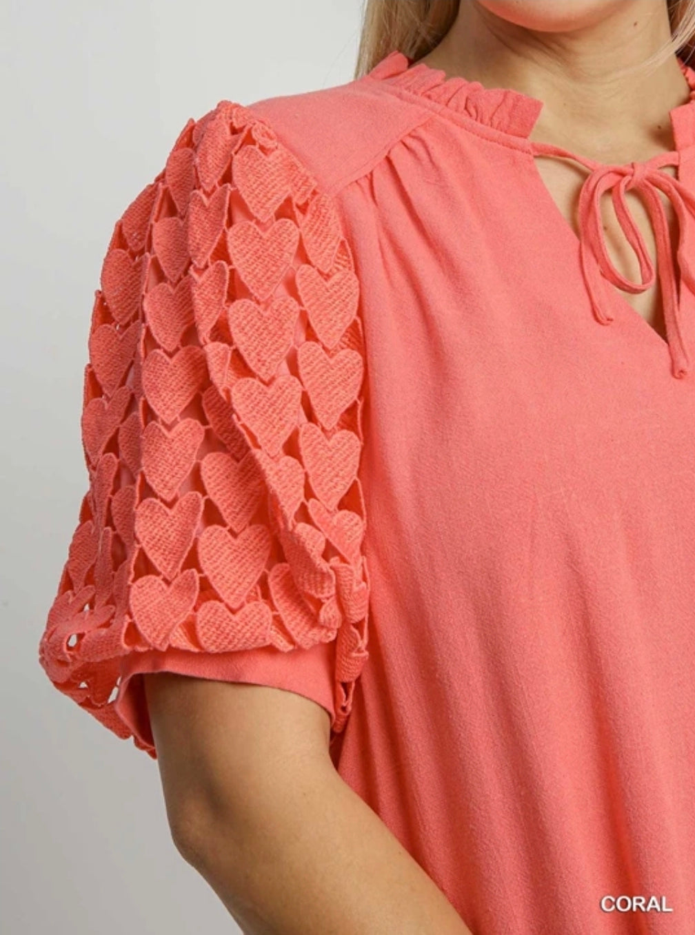 Linen blend front tie top
