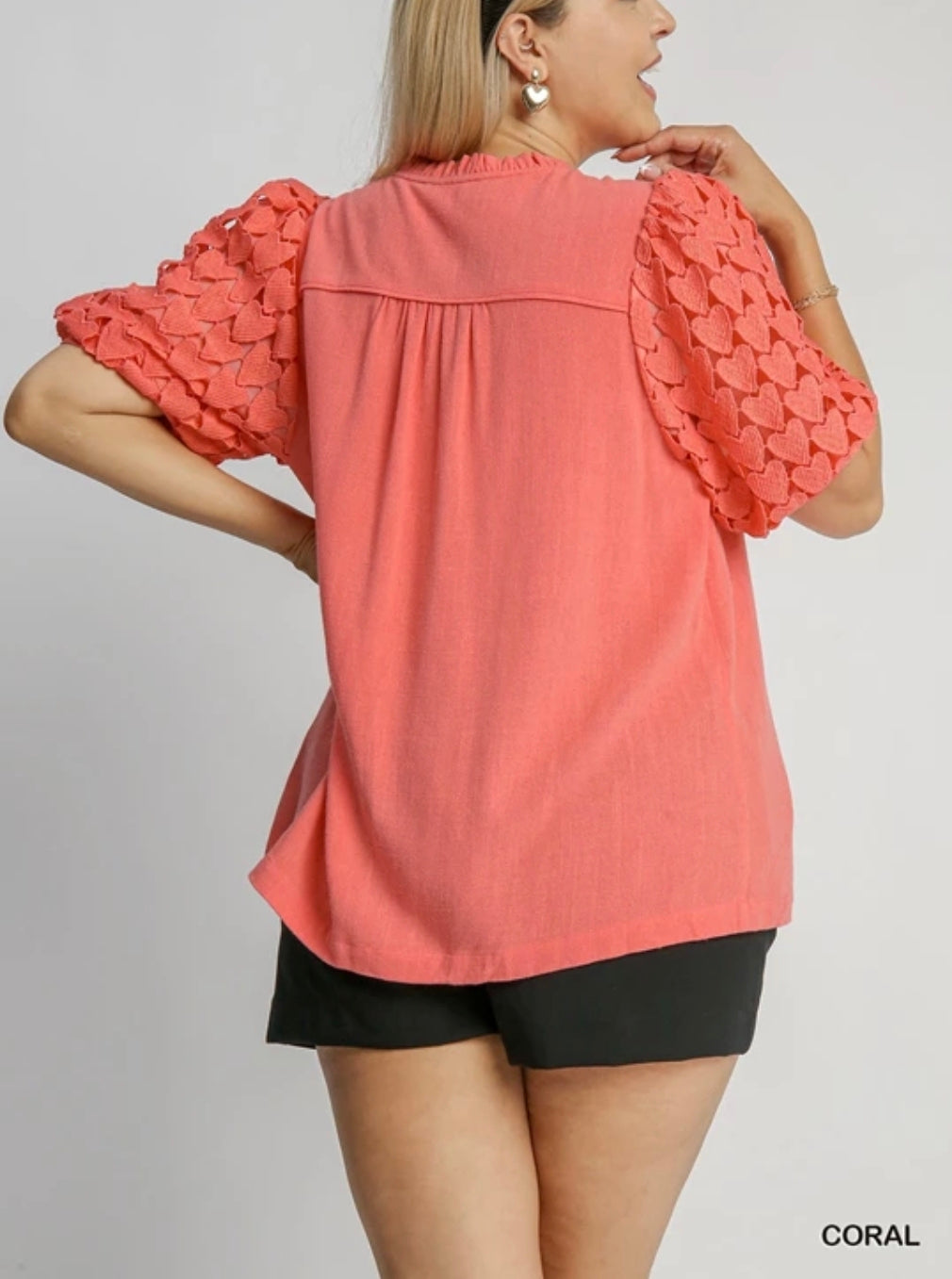 Linen blend front tie top