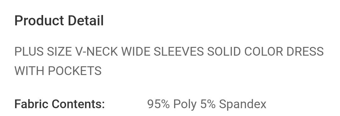 Plus size v neck wide sleeves dress with pockets