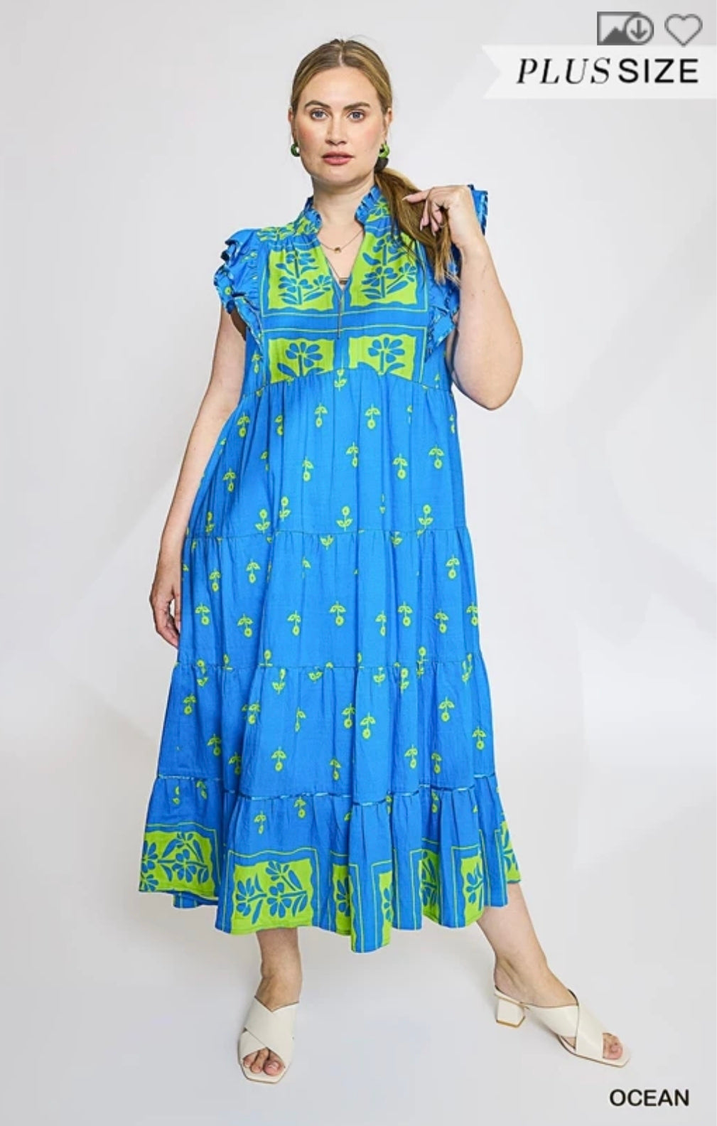 Floral Tiered ruffle midi dress