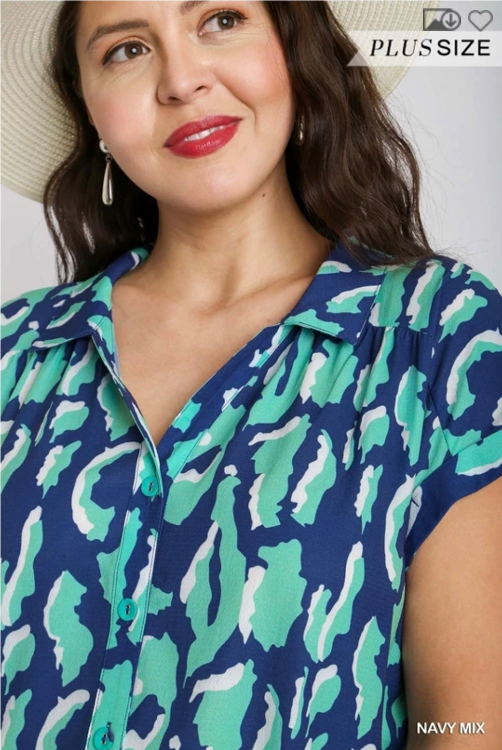 Animal print high low hem button down shirt