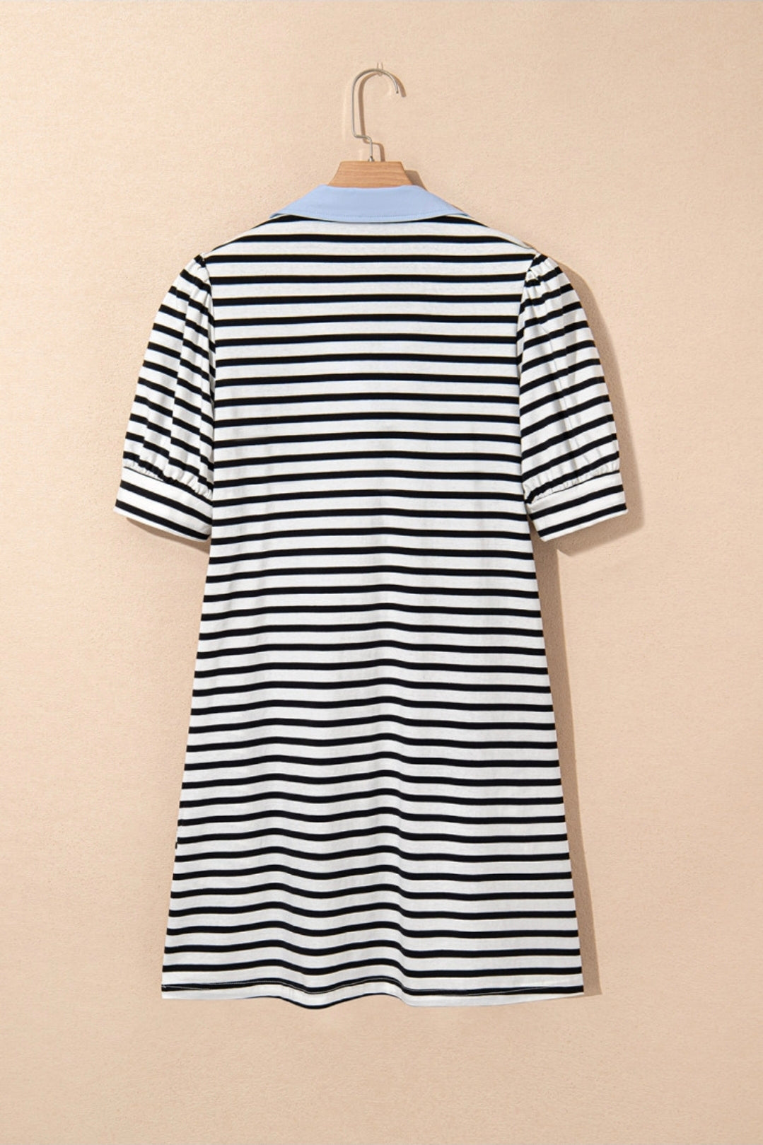 Black stripe contrast v neck t shirt mini dress with pockets