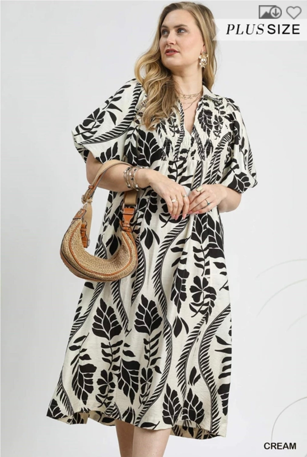 Leaf print midi dress