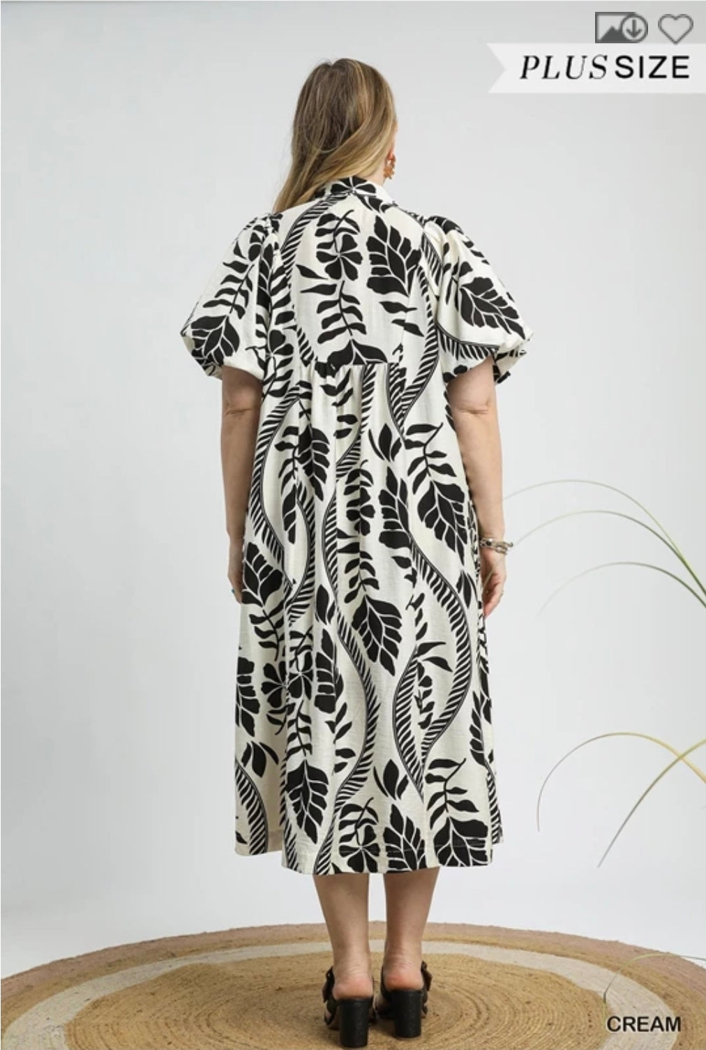 Leaf print midi dress