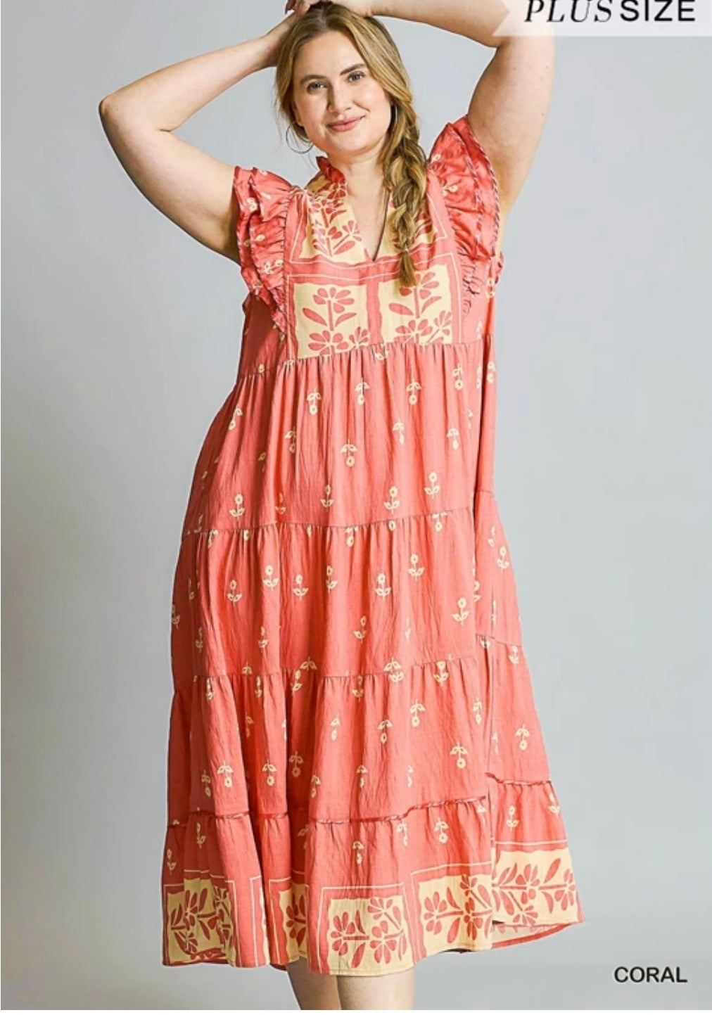 Floral Tiered ruffle midi dress