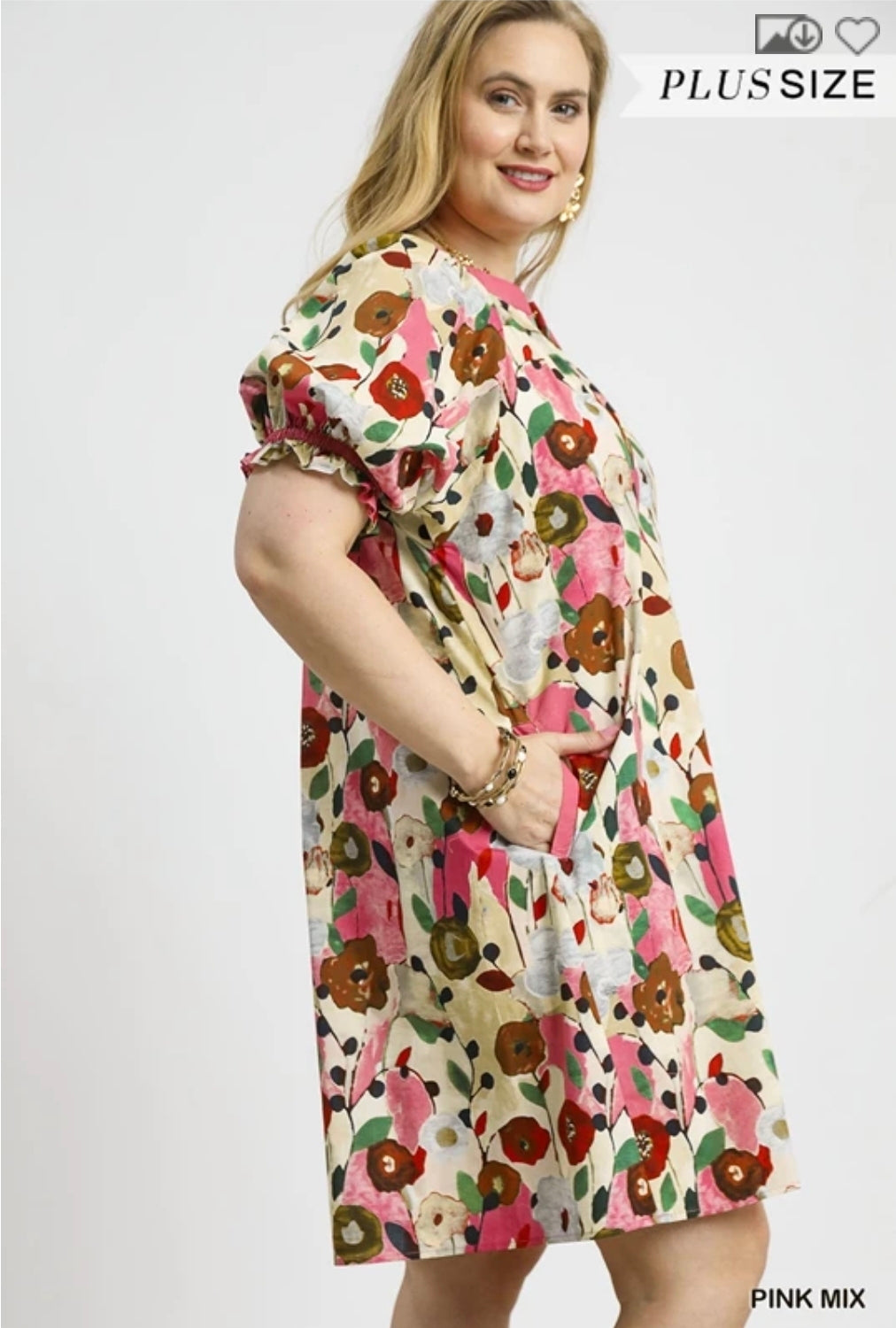 Abstract floral poplin mini dress