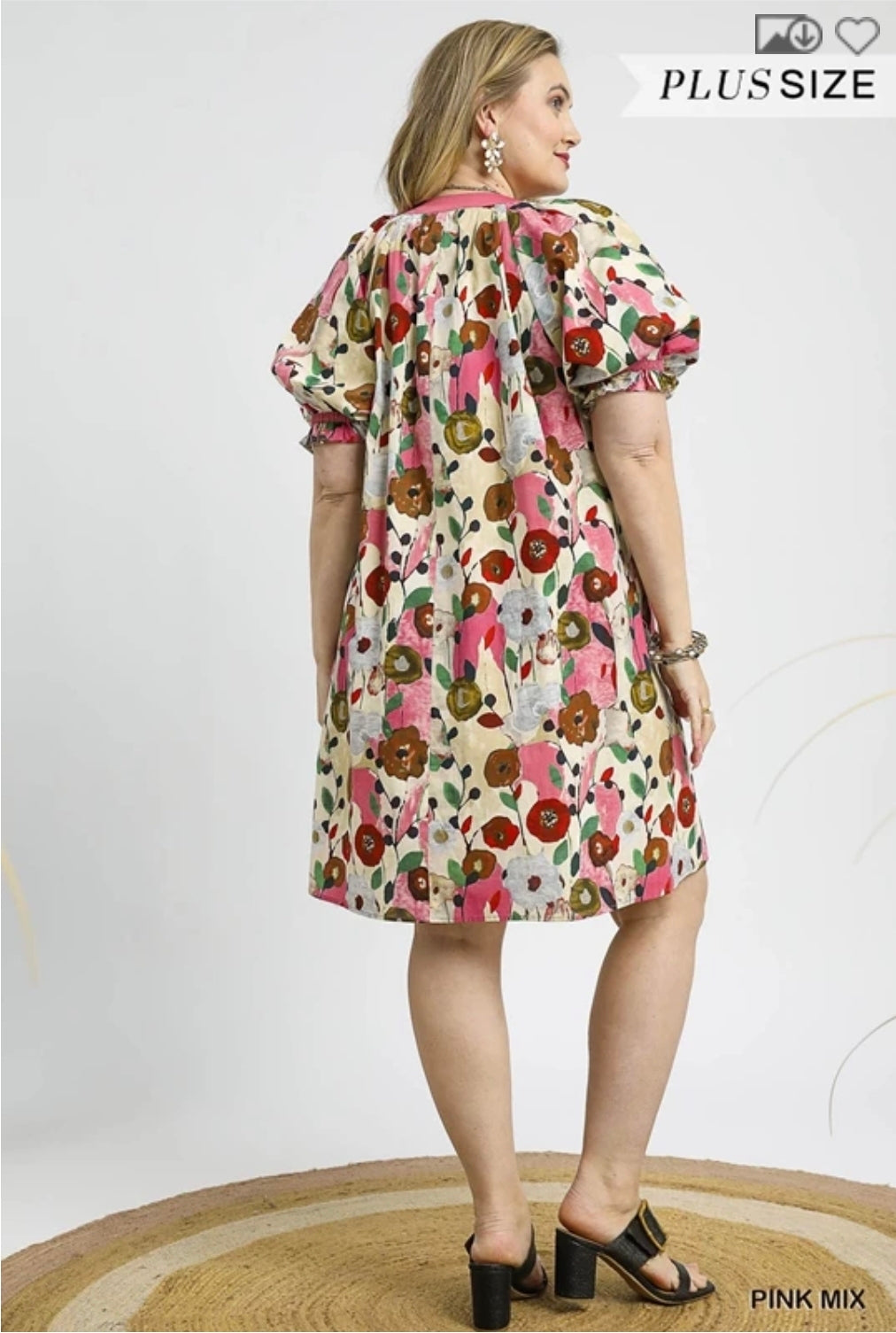Abstract floral poplin mini dress