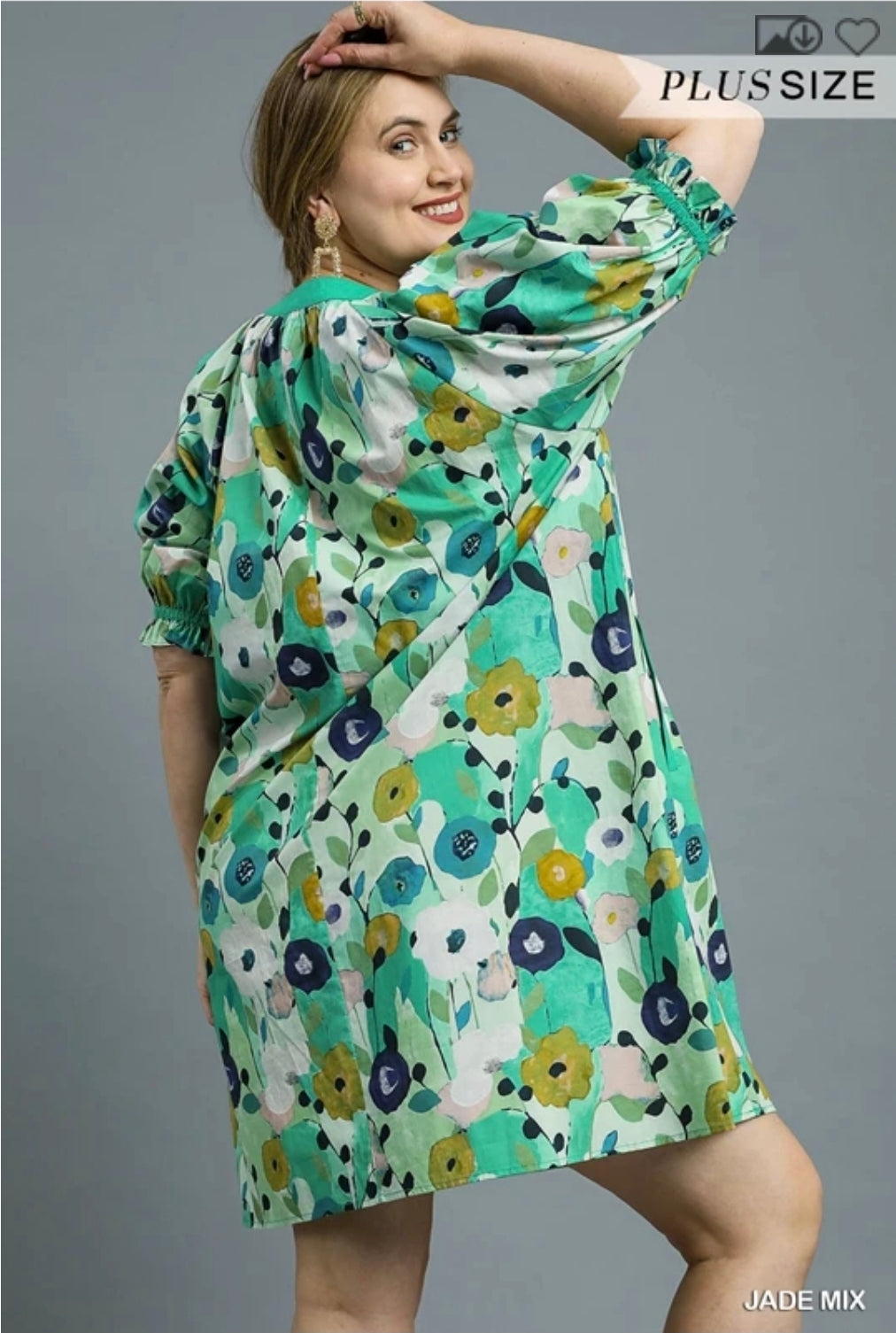 Abstract floral poplin mini dress