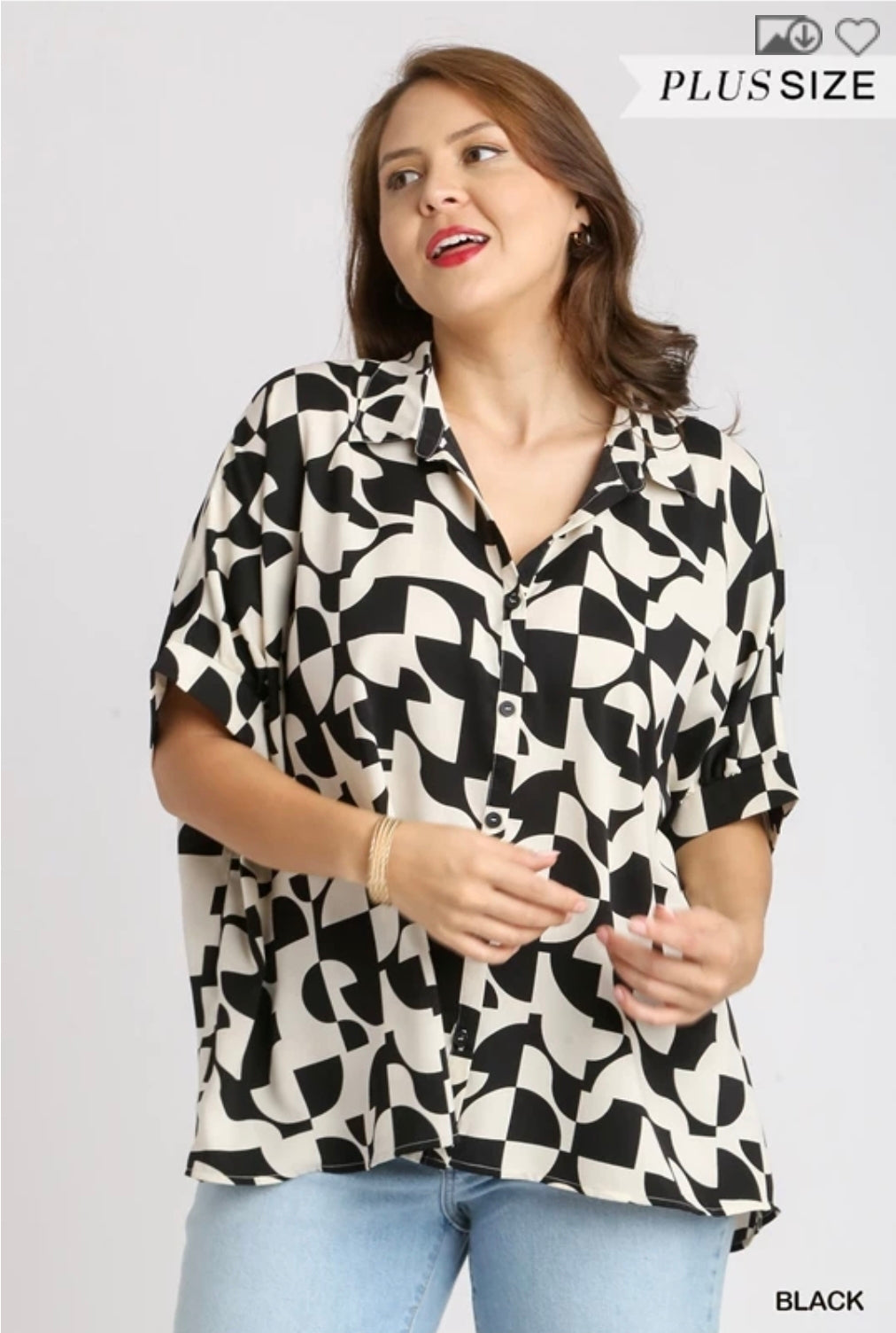 Two tone abstract satin shirt