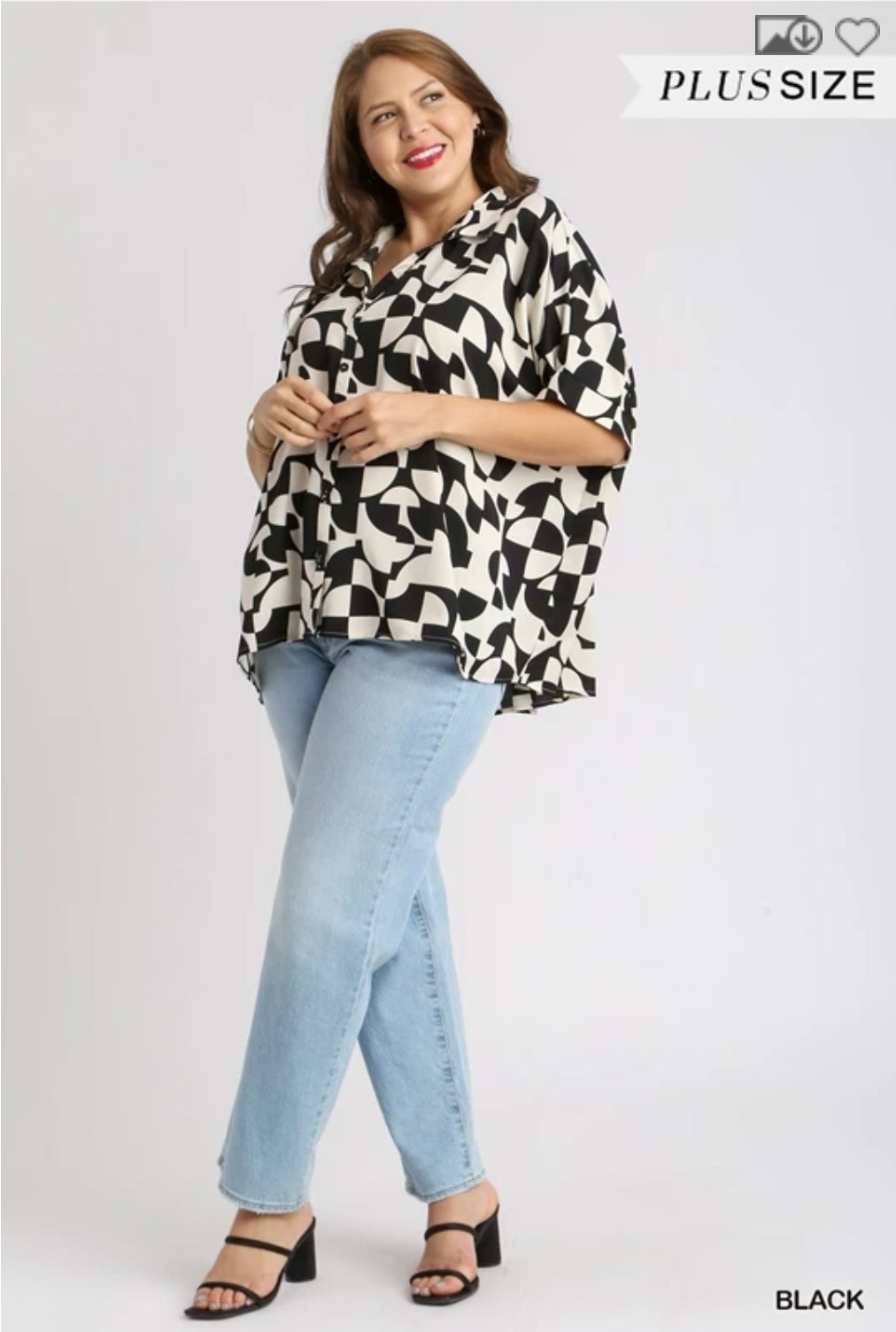 Two tone abstract satin shirt