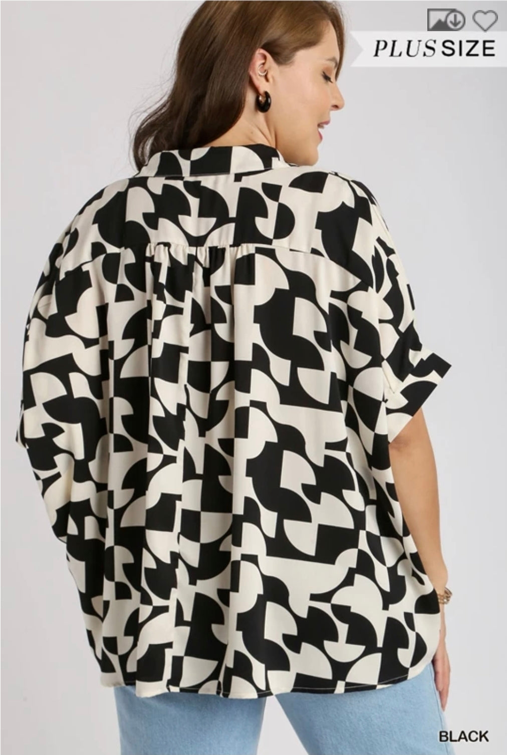 Two tone abstract satin shirt