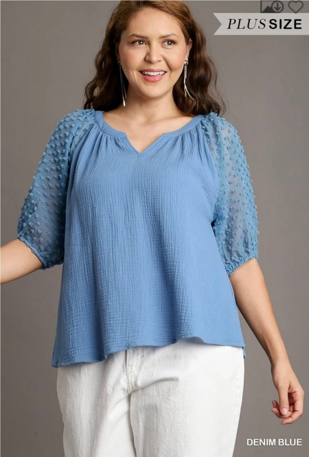 Floral applique boxy cut puffed sleeve top