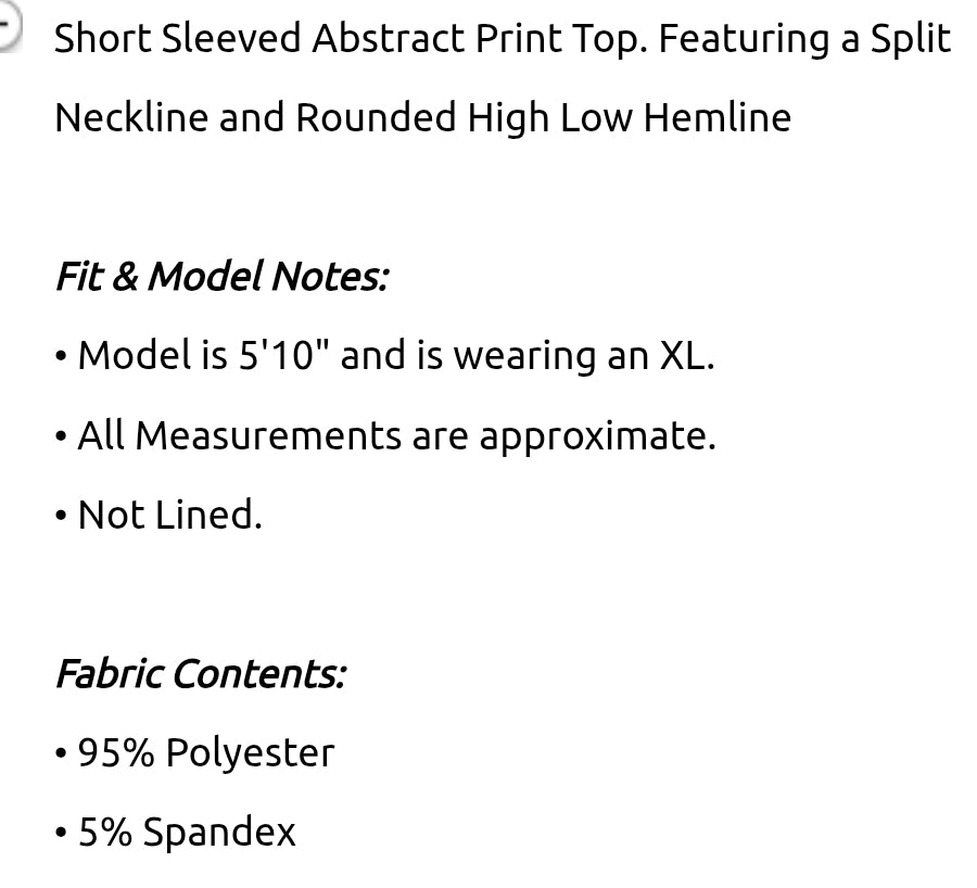 Short sleeve abstract print shirt