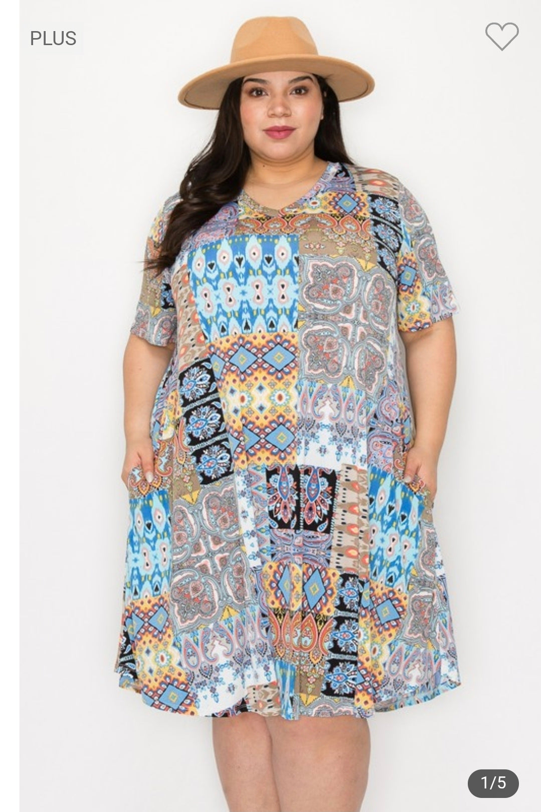 Extra plus size vneck multi print dress