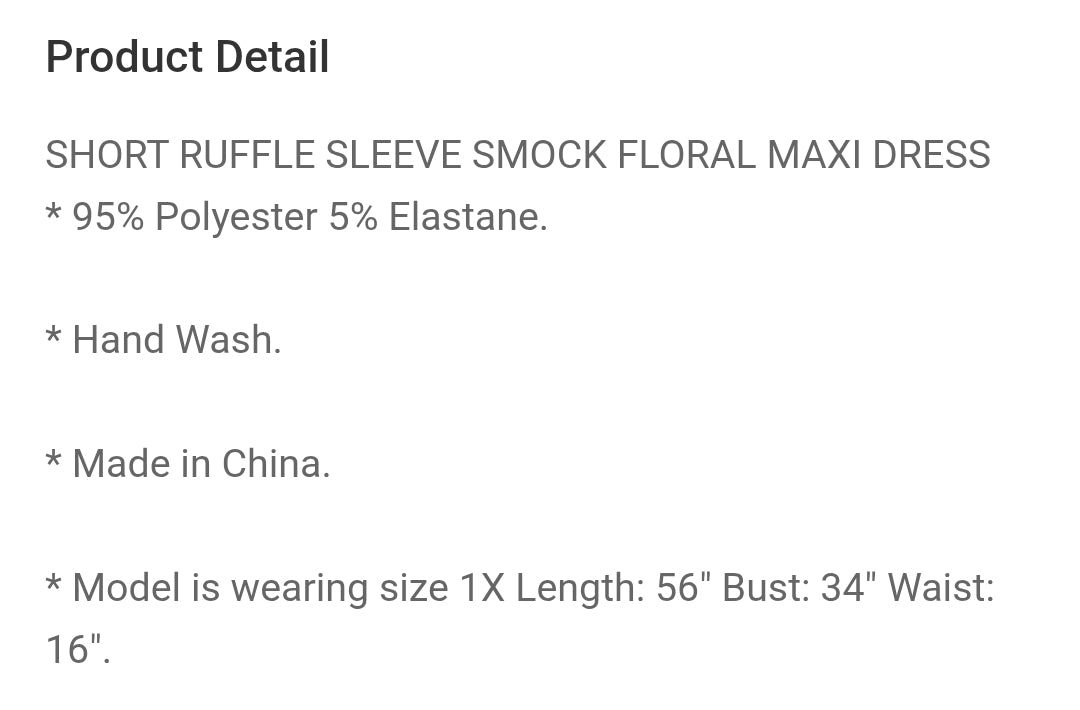 Short ruffle sleeve floral maxi dress plus