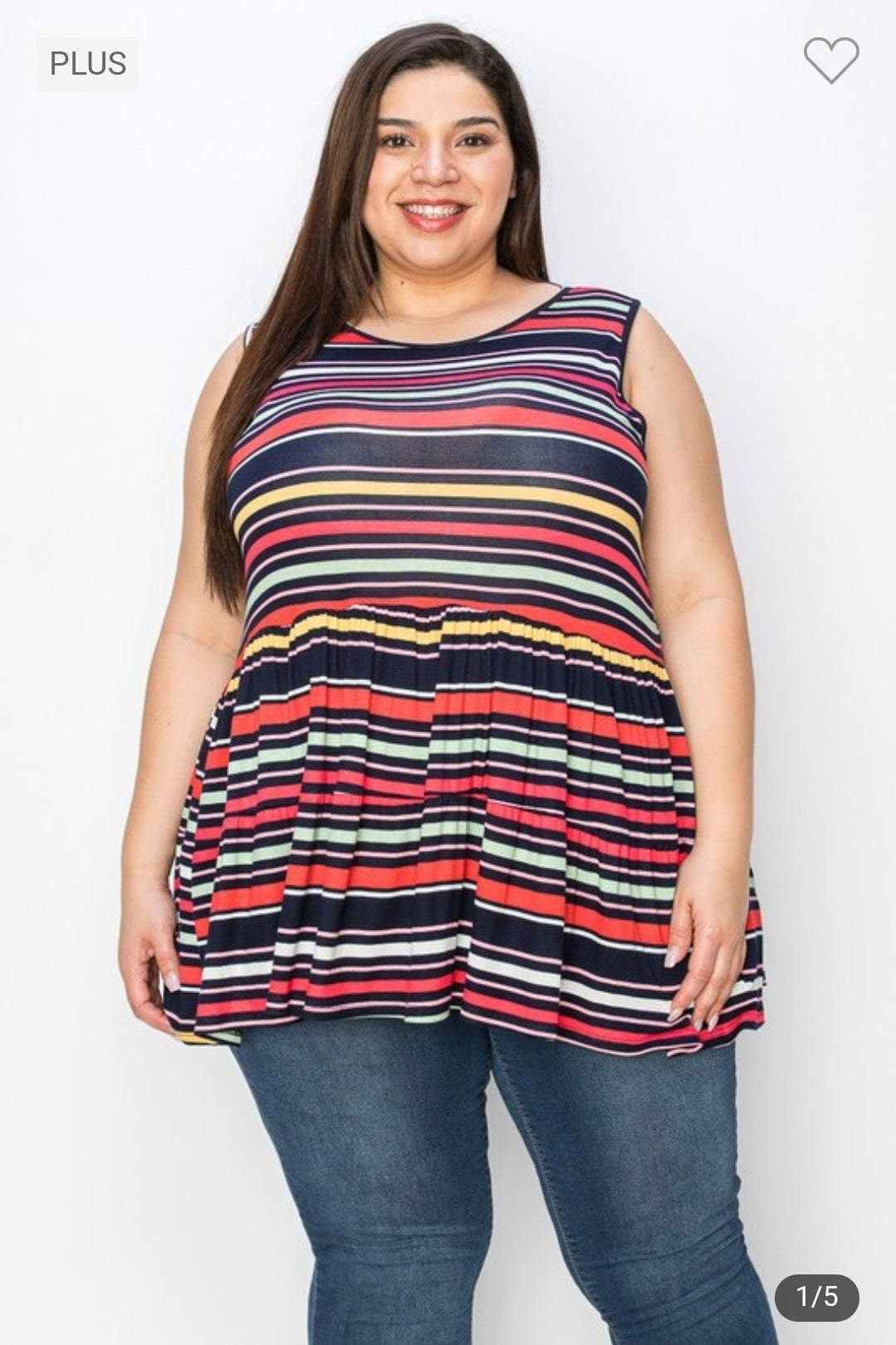 Plus size sleeveless multi print top