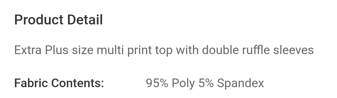 Extra plus print top with double ruffle sleeves