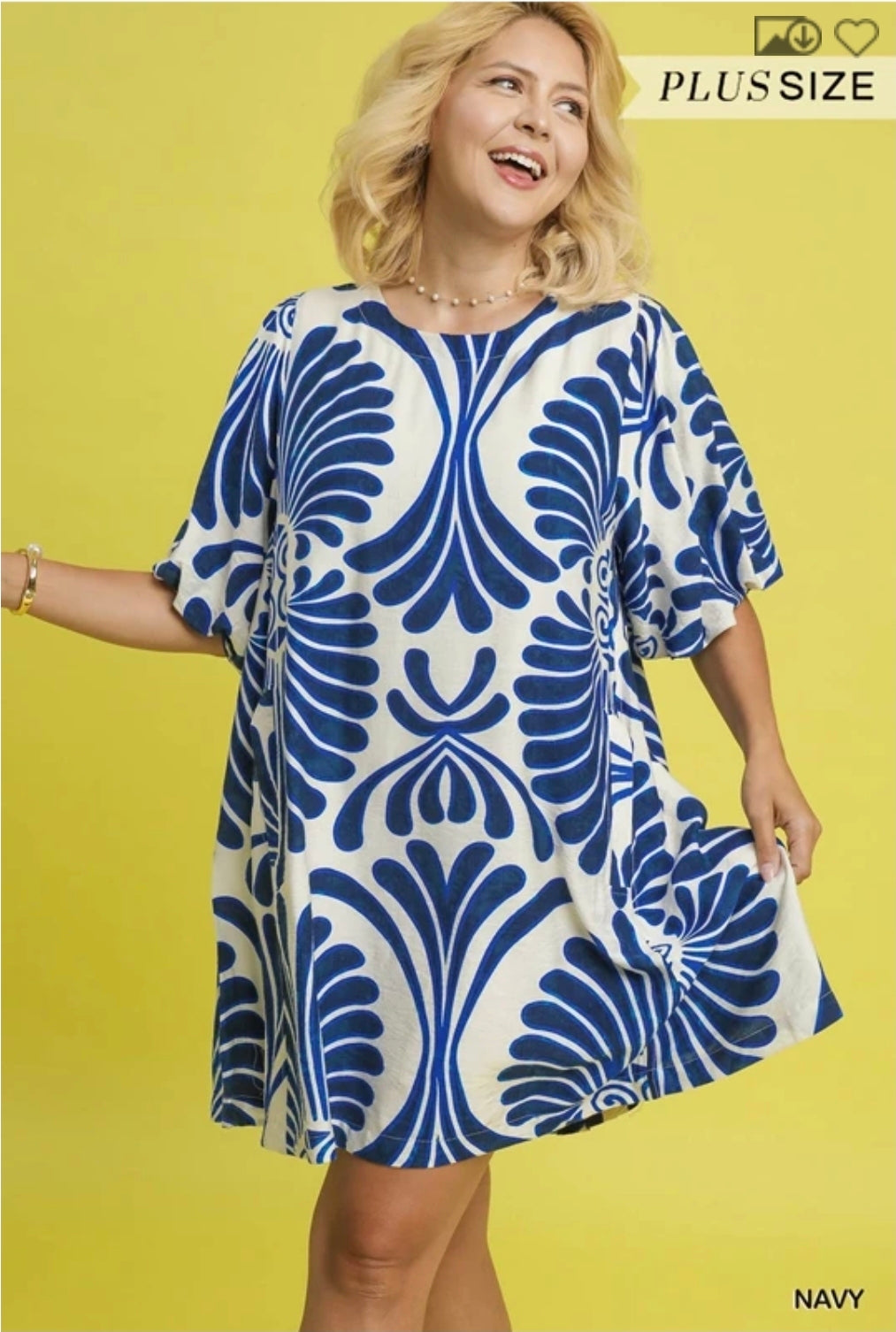 Abstract print pocket dress