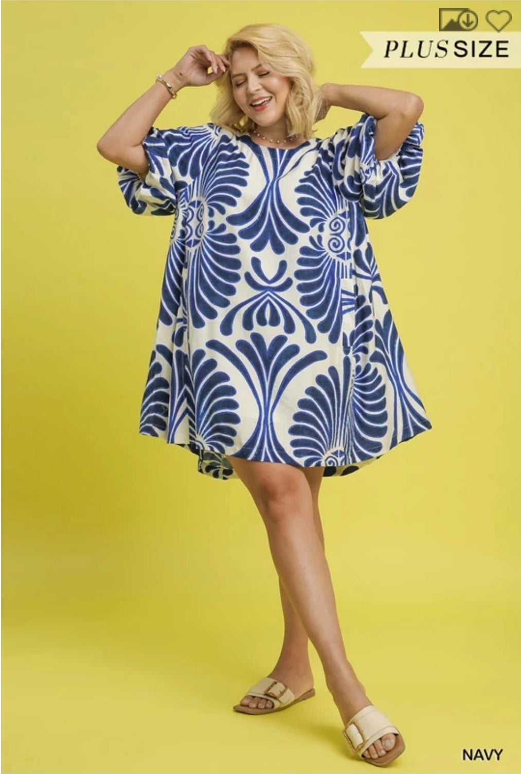 Abstract print pocket dress
