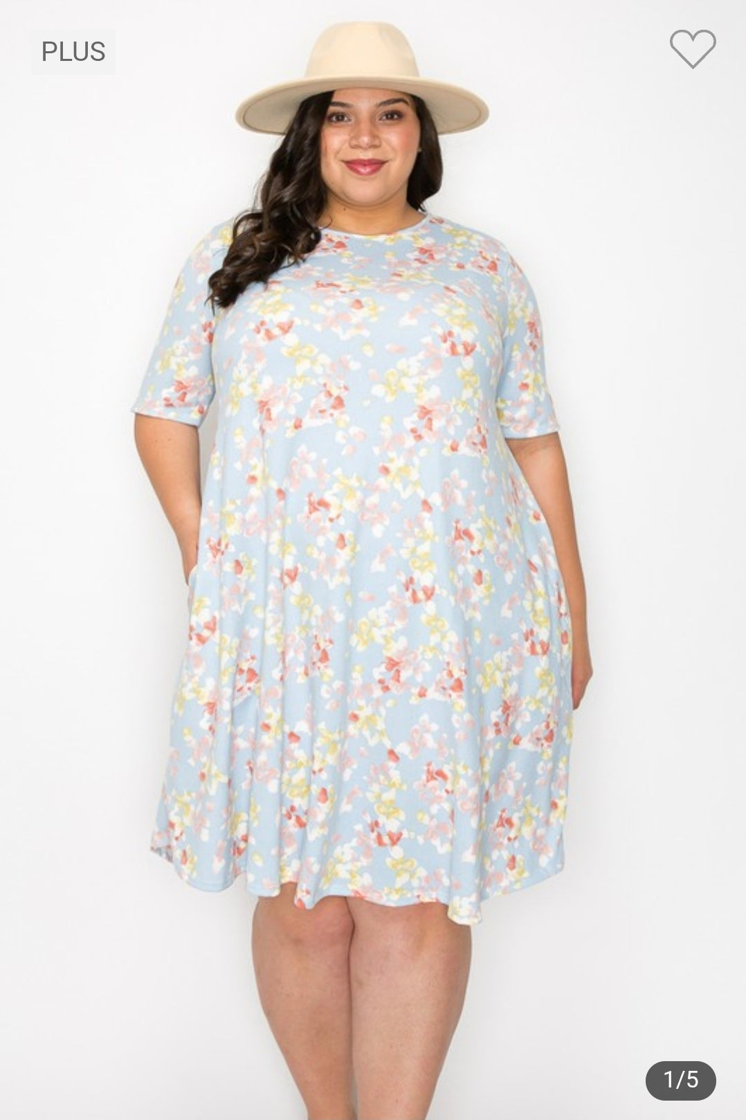 Plus size short sleeves flower print dress